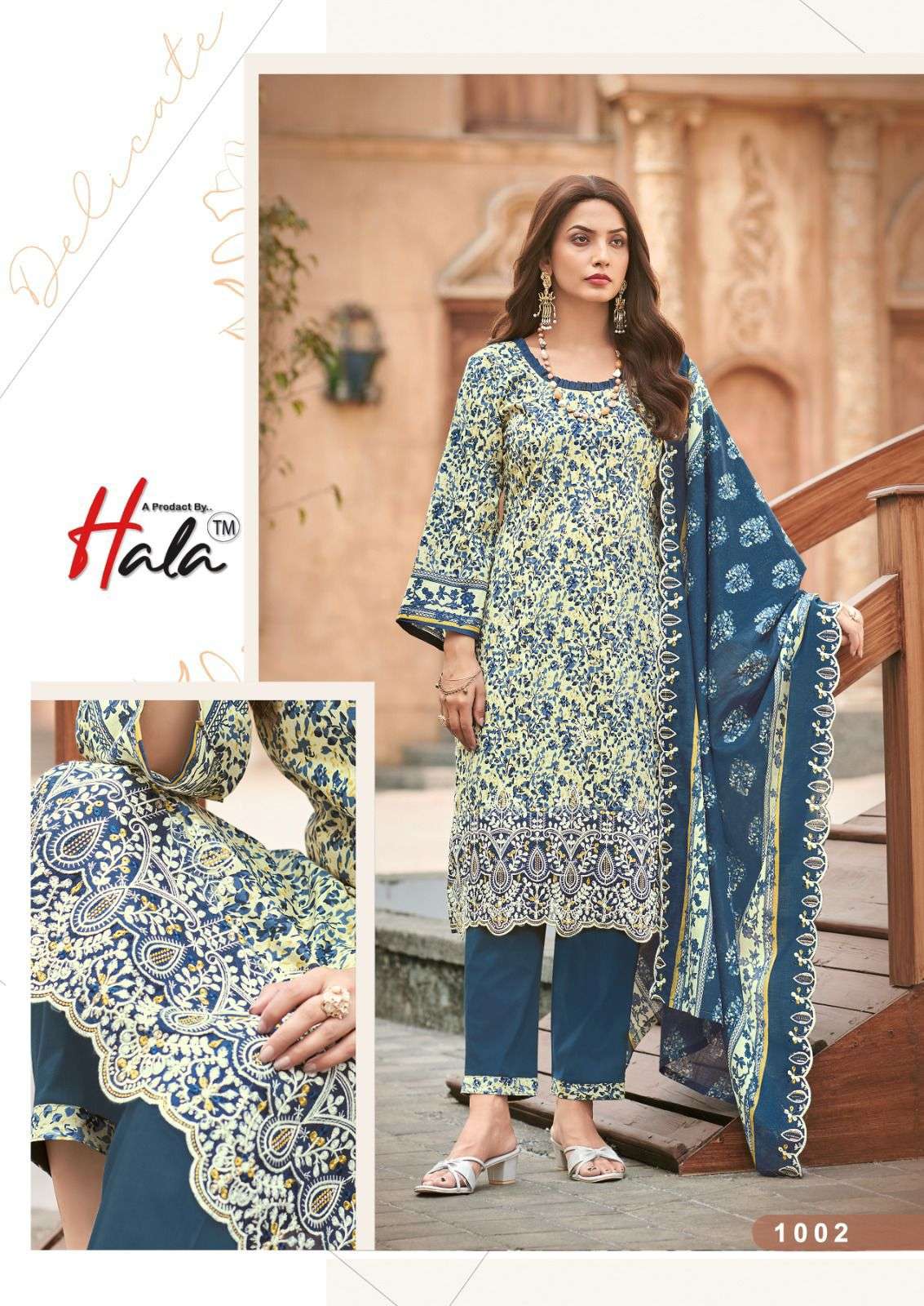 HALA AYRA VOL 1 COTTON PRINT WITH CHIKANKARI WORK SUIT