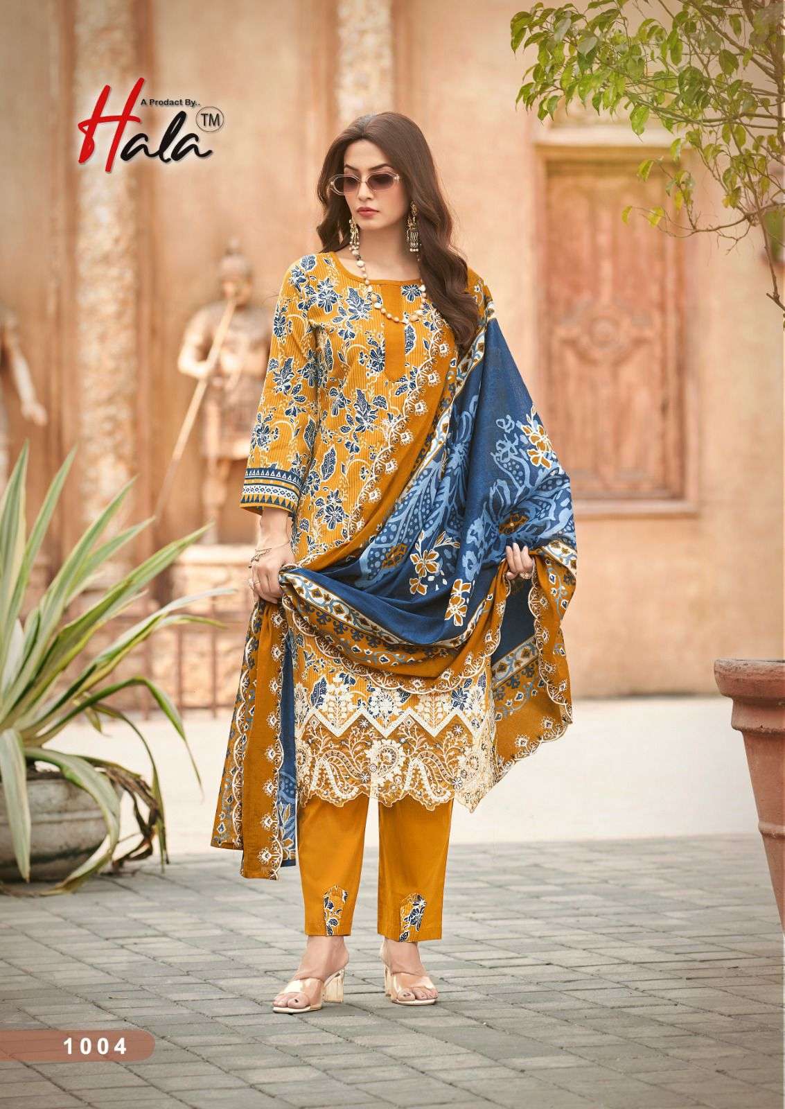 HALA AYRA VOL 1 COTTON PRINT WITH CHIKANKARI WORK SUIT