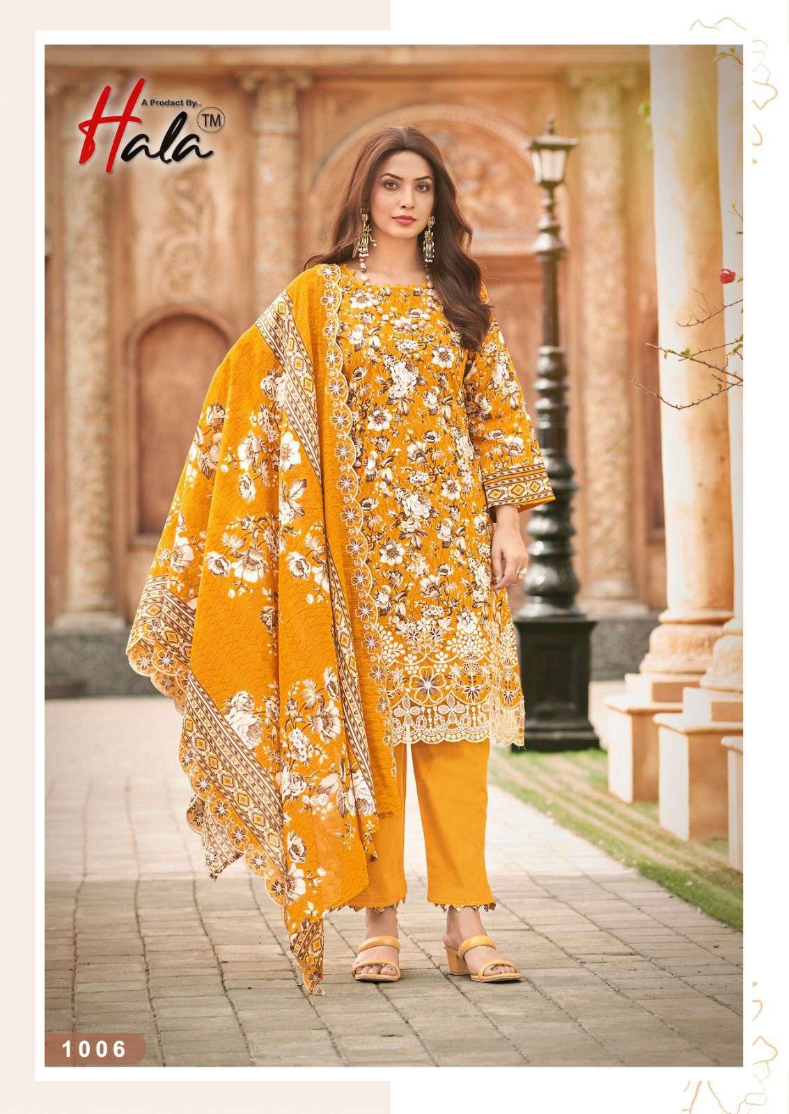 HALA AYRA VOL 1 COTTON PRINT WITH CHIKANKARI WORK SUIT