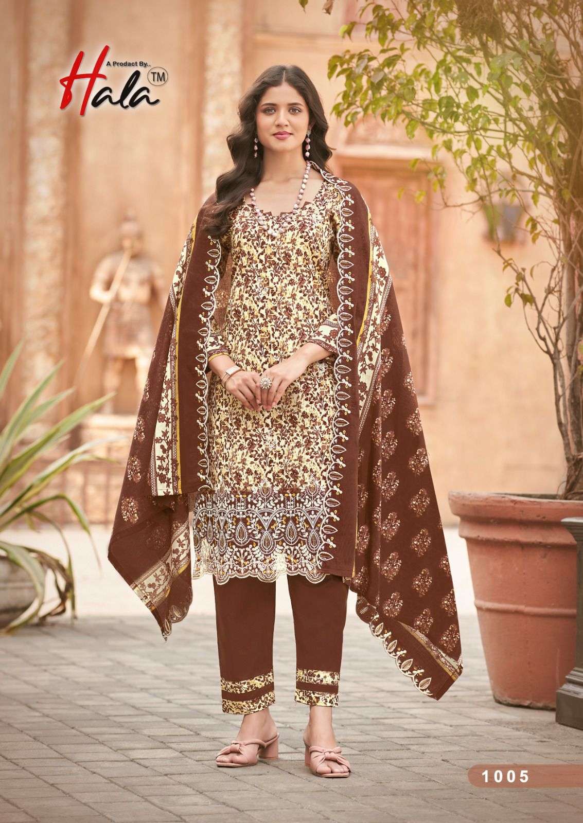 HALA AYRA VOL 1 COTTON PRINT WITH CHIKANKARI WORK SUIT