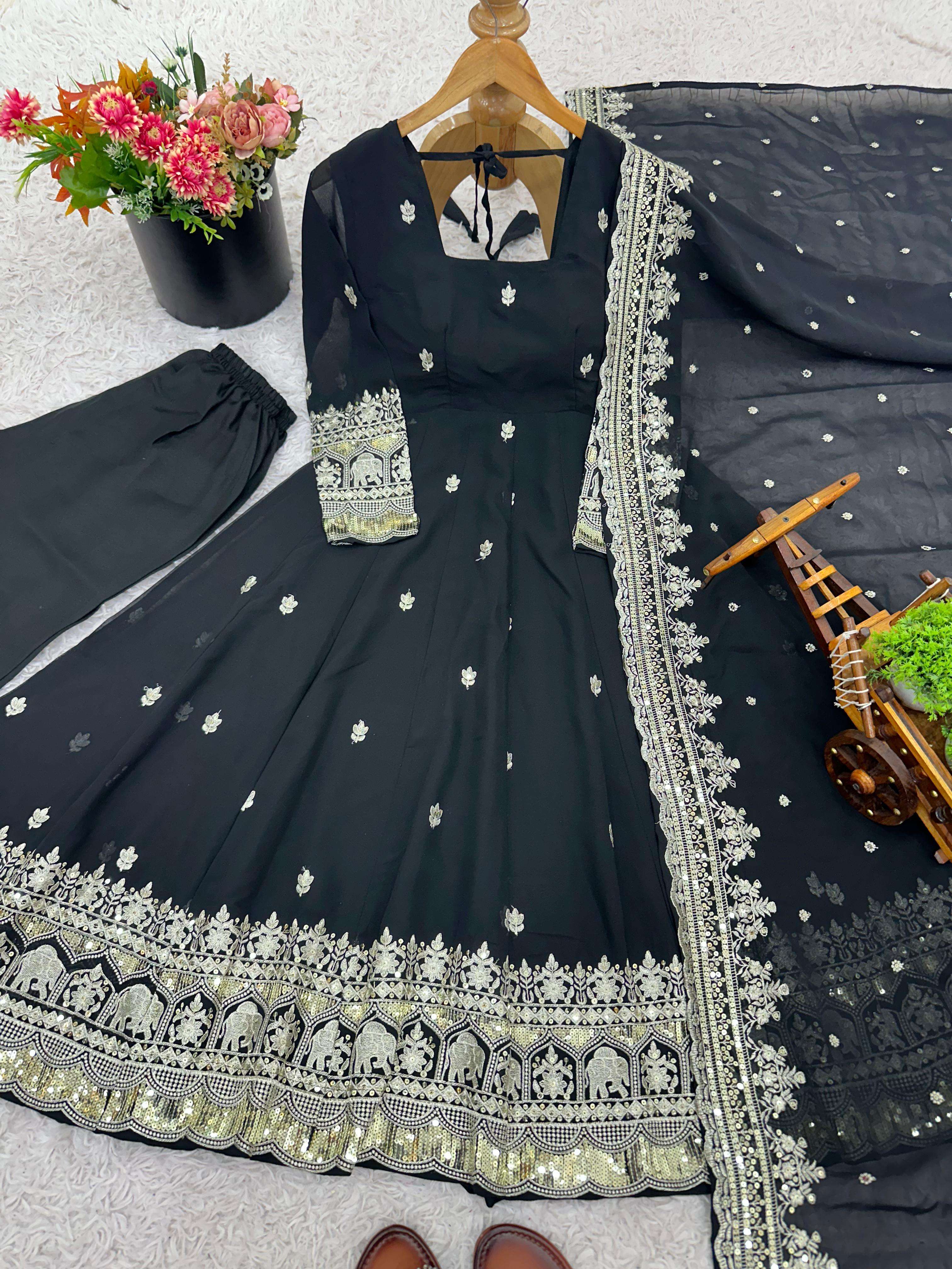 JF 033 GEORGETTE DESIGNER PARTY WEAR GOWN BOTTOM AND DUPATTA SET 