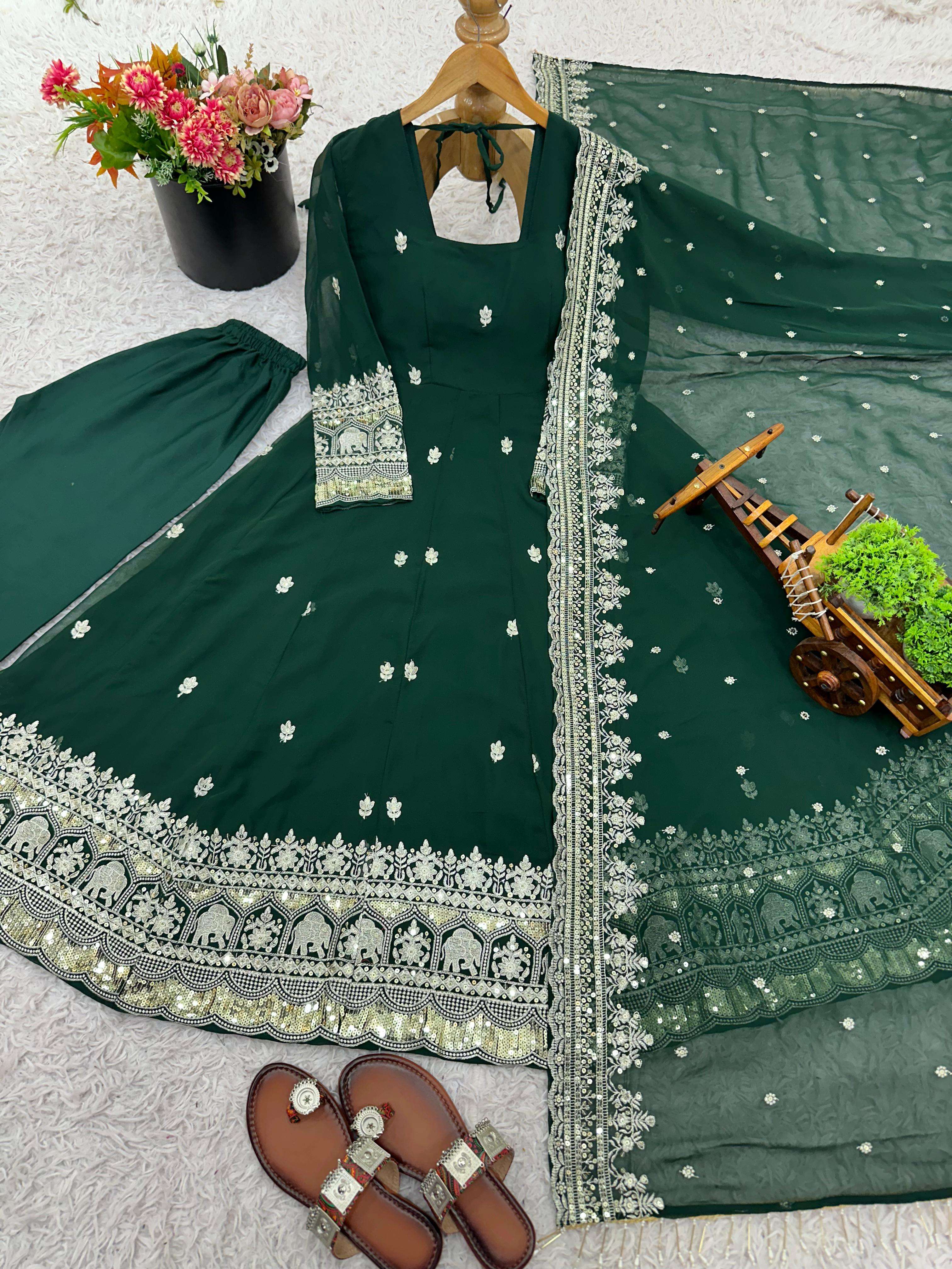 JF 033 GEORGETTE DESIGNER PARTY WEAR GOWN BOTTOM AND DUPATTA SET 
