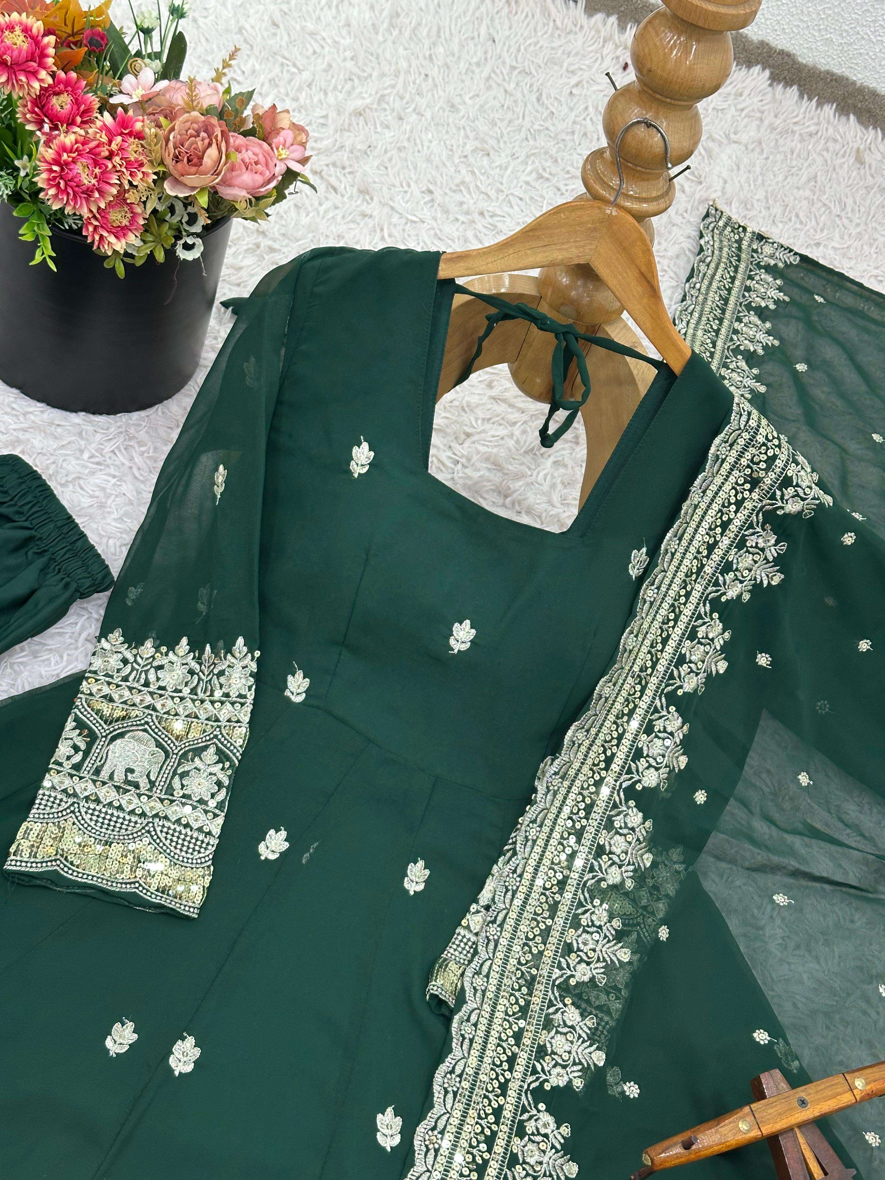 JF 033 GEORGETTE DESIGNER PARTY WEAR GOWN BOTTOM AND DUPATTA SET 