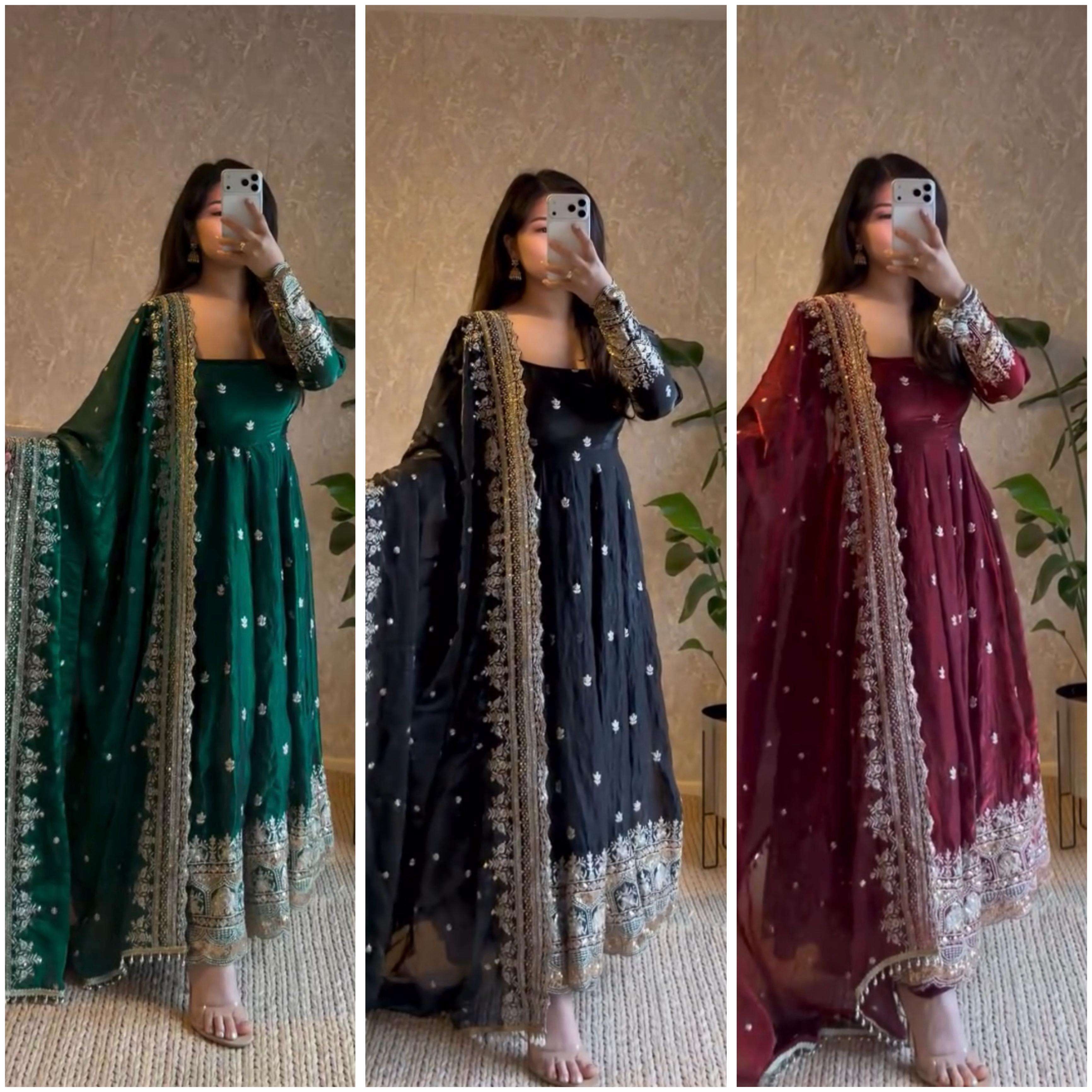 JF 033 GEORGETTE DESIGNER PARTY WEAR GOWN BOTTOM AND DUPATTA SET 