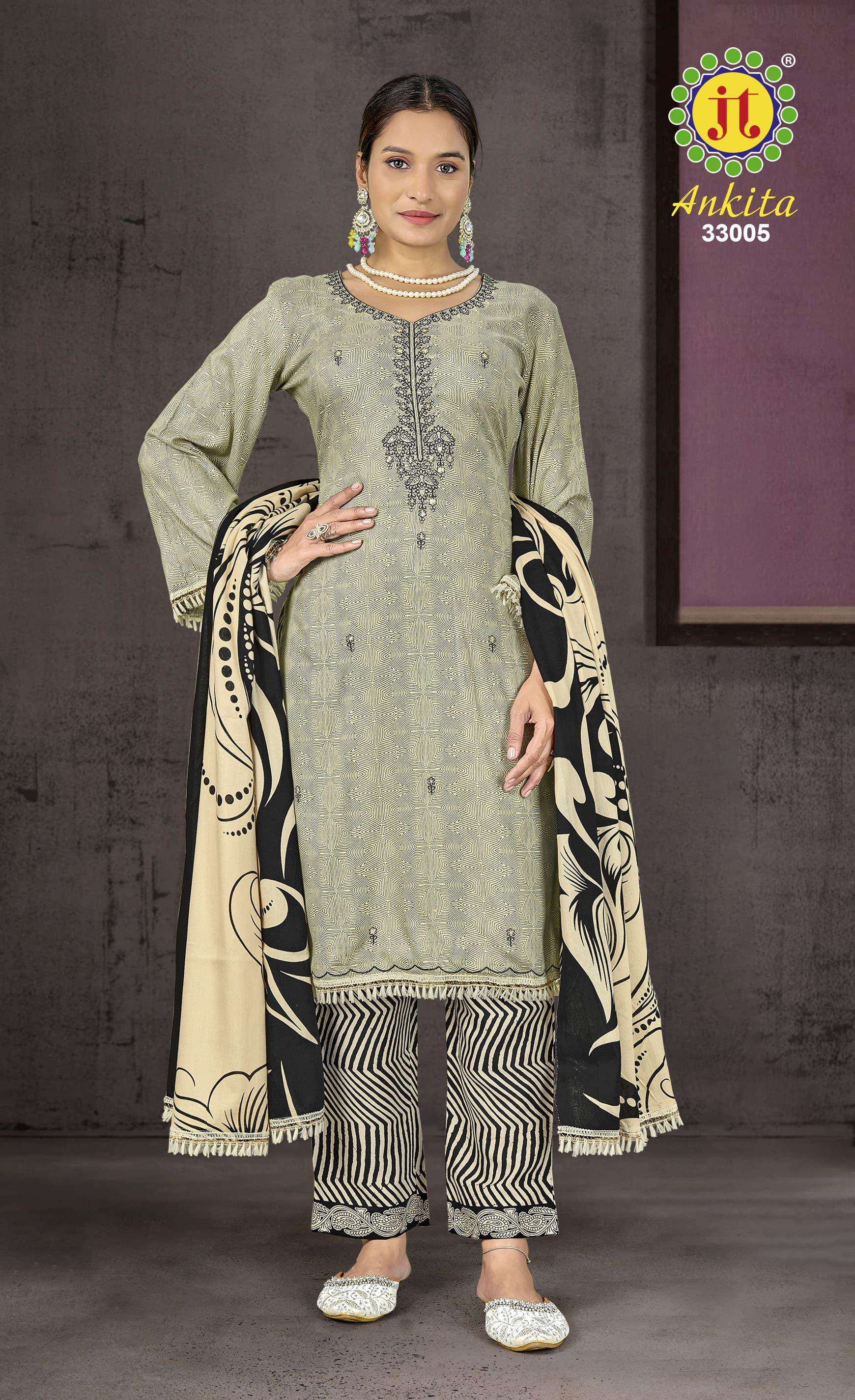 JT ANKITA VOL 33 RAYON SEQUENCE EMBROIDERIES WORK LADIES SUITS 