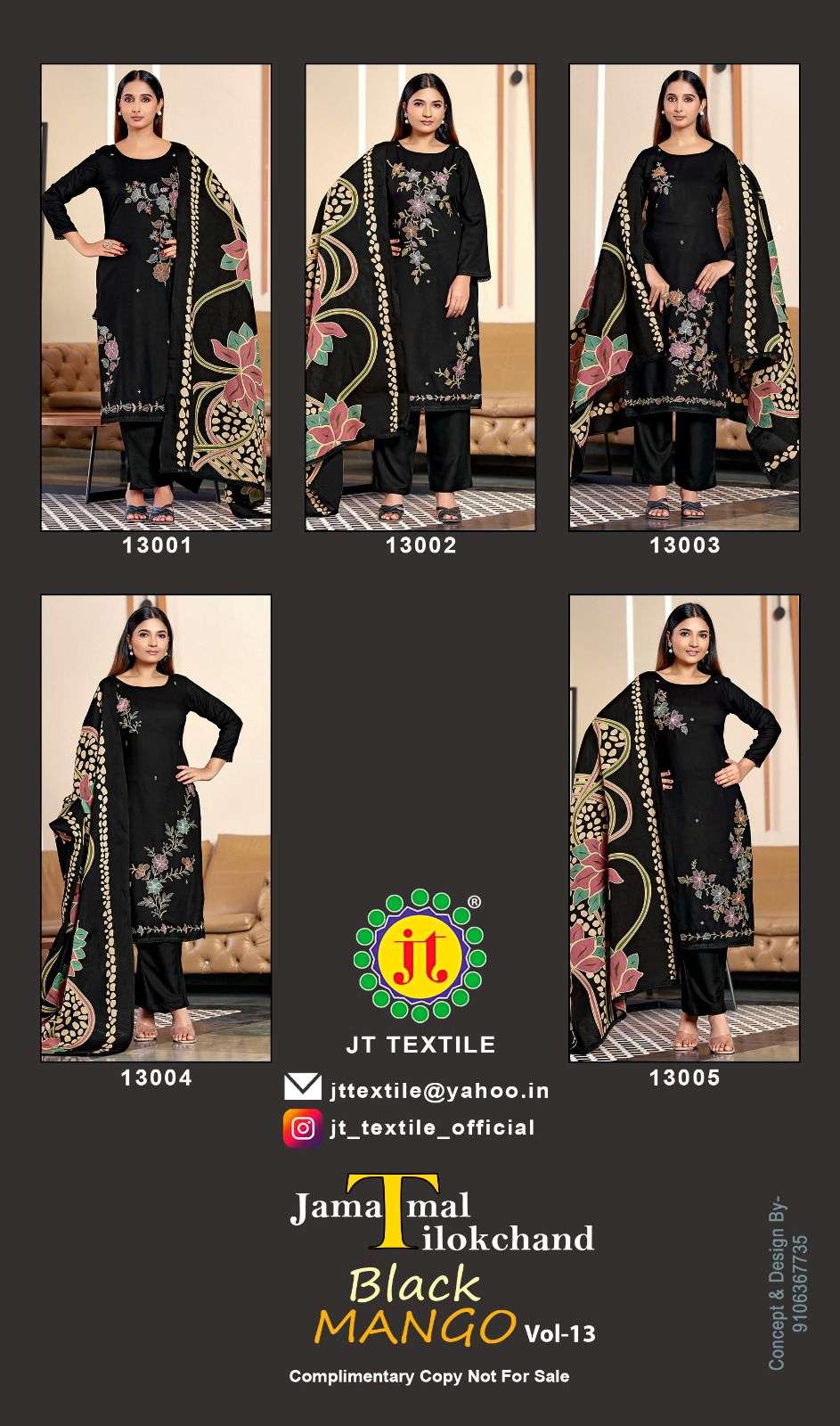 JT BLACK MANGO VOL 11 RAYON FANCY EMBROIDERY WORK SALWAR SUIT