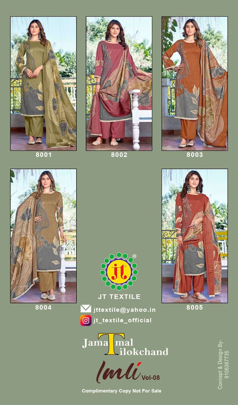 JT IMLI VOL 8 RAYON PRINT WITH FANCY WORK SUIT