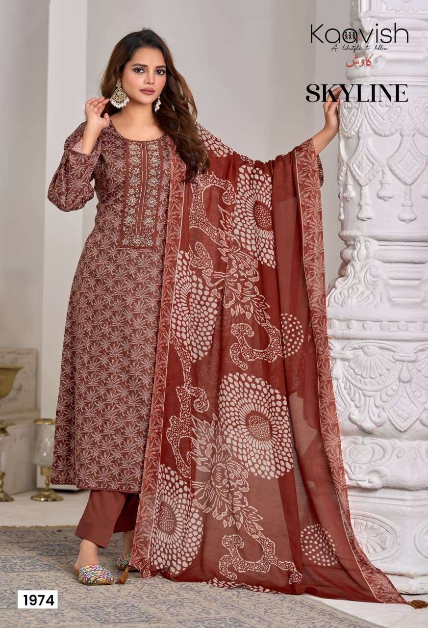 KAAVISH SKYLINE JAM COTTON DIGITAL PRINT WITH FANCY EMBROIDERY WORK SUIT