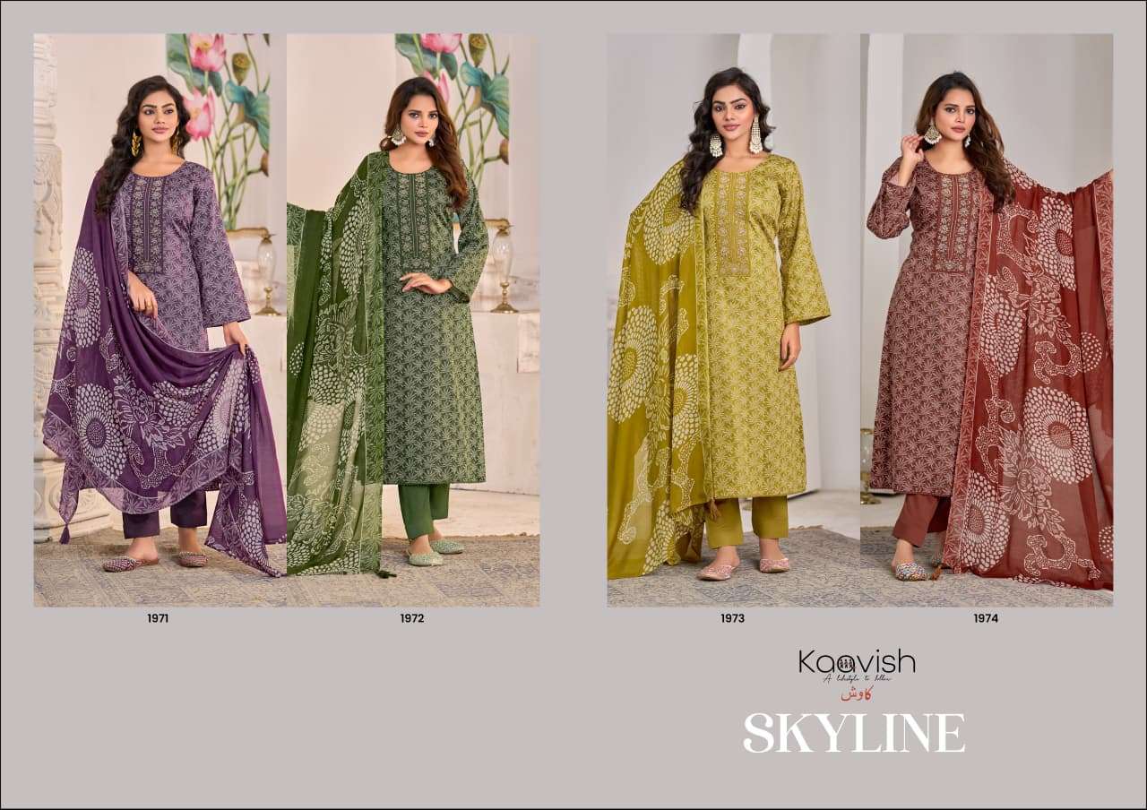 KAAVISH SKYLINE JAM COTTON DIGITAL PRINT WITH FANCY EMBROIDERY WORK SUIT