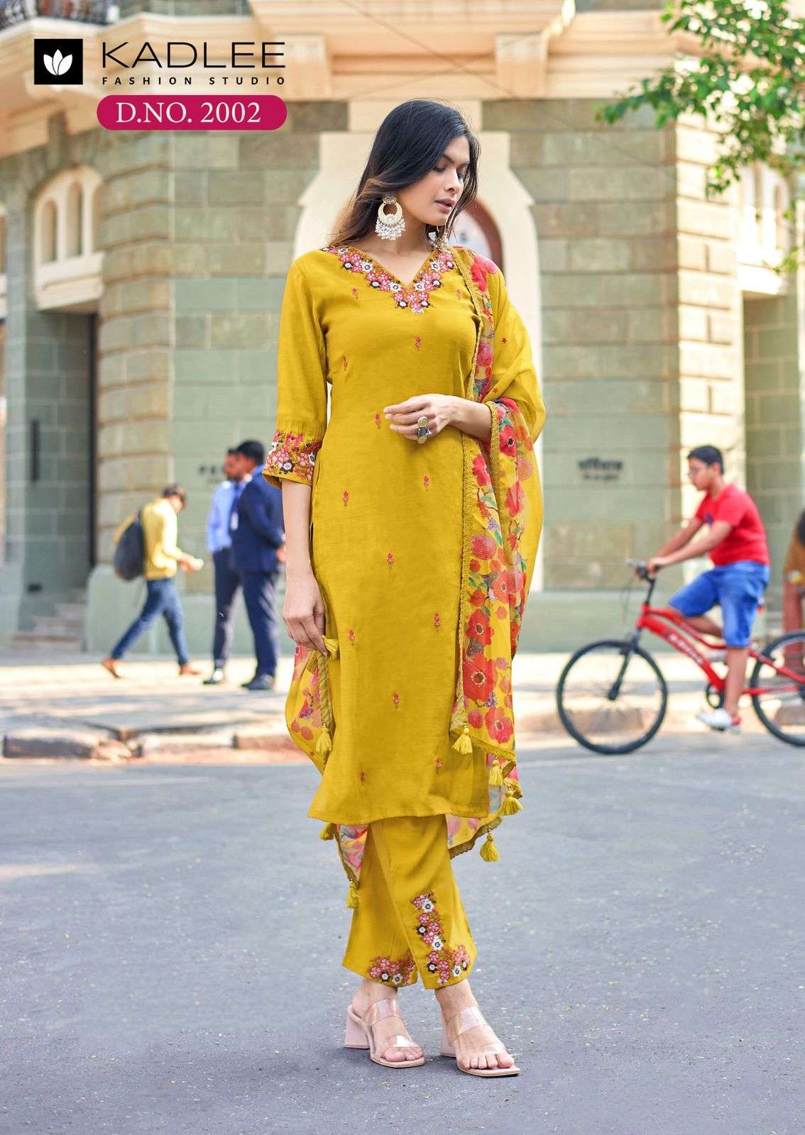  KADLEE FASHION REET CHANDERI SILK FANCY EMBROIDERY WORK LADIES 3PIECE SET COLLECTION 