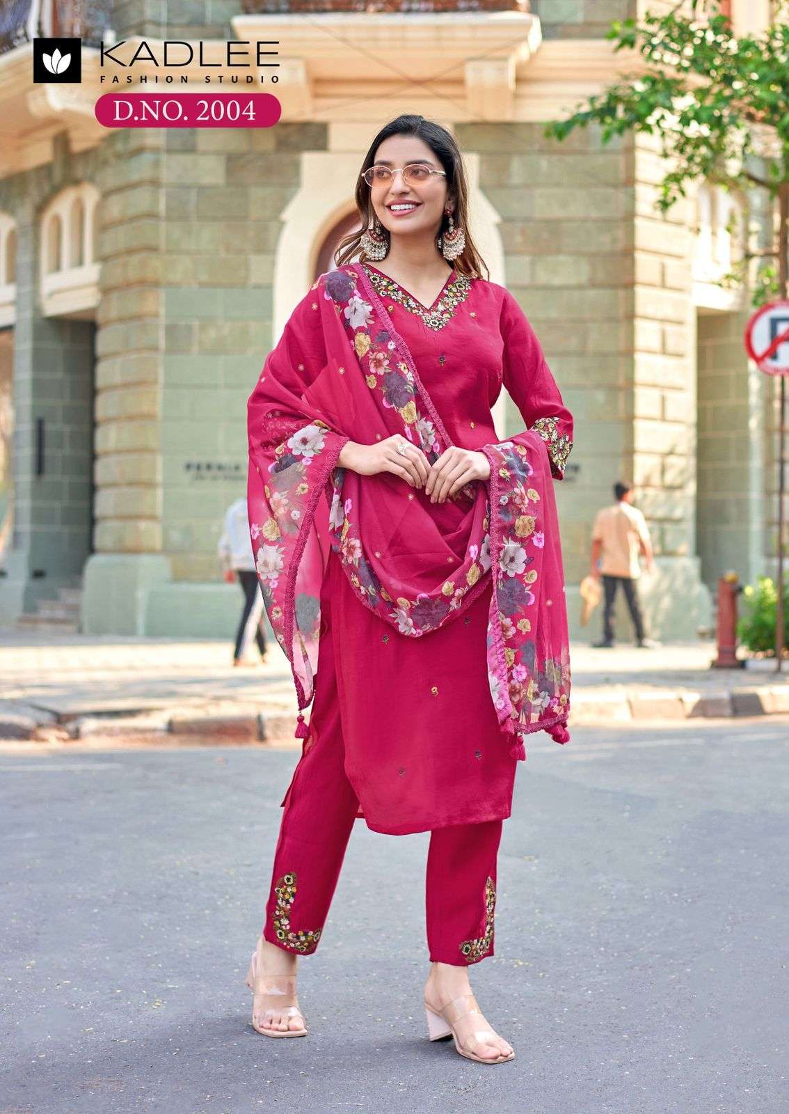  KADLEE FASHION REET CHANDERI SILK FANCY EMBROIDERY WORK LADIES 3PIECE SET COLLECTION 
