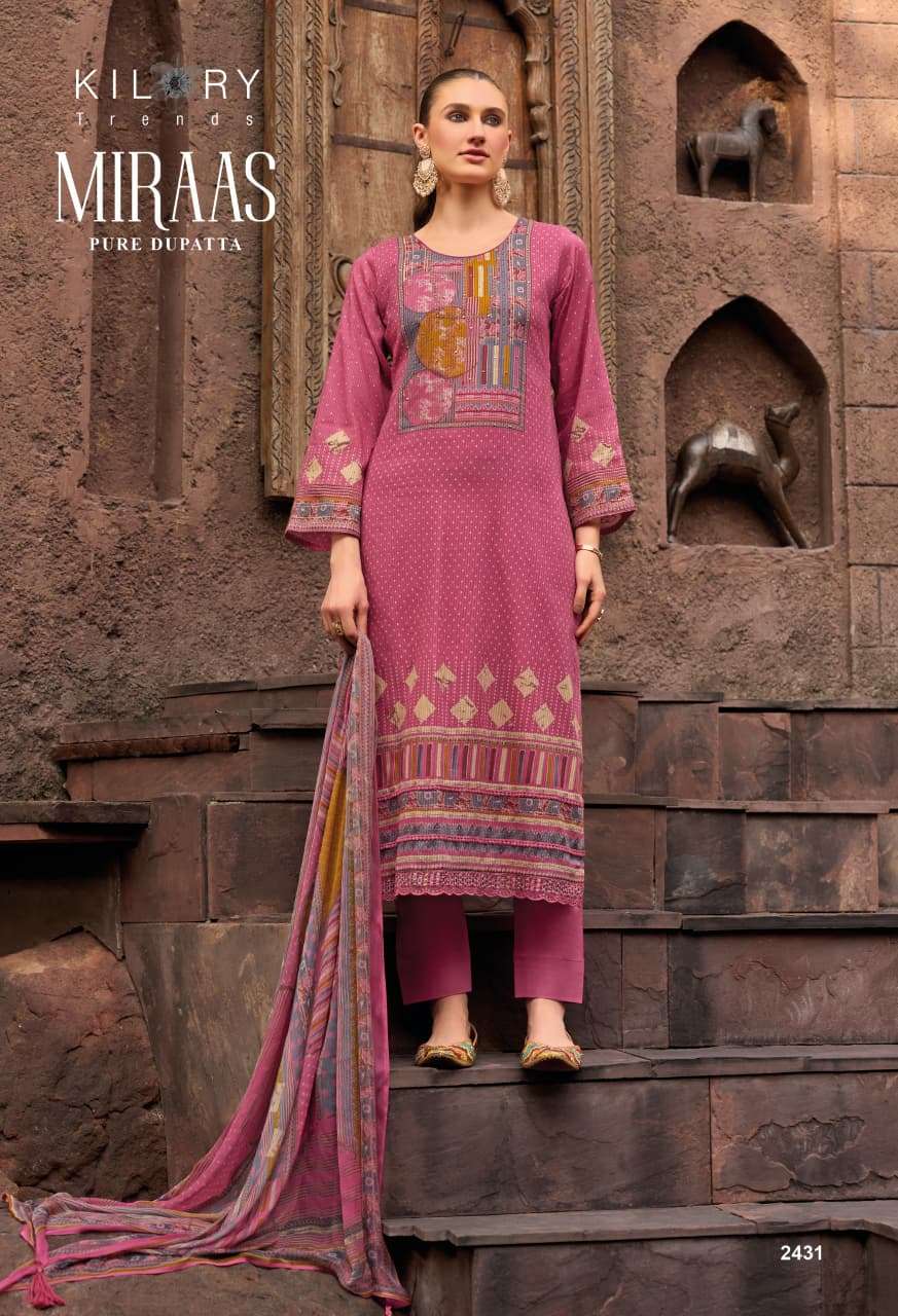 KILORY TRENDS MIRAAS LAWN COTTON DIGITAL PRINT WITH EMBROIDERY WORK SUIT