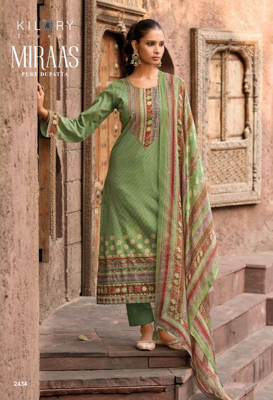 KILORY TRENDS MIRAAS LAWN COTTON DIGITAL PRINT WITH EMBROIDERY WORK SUIT
