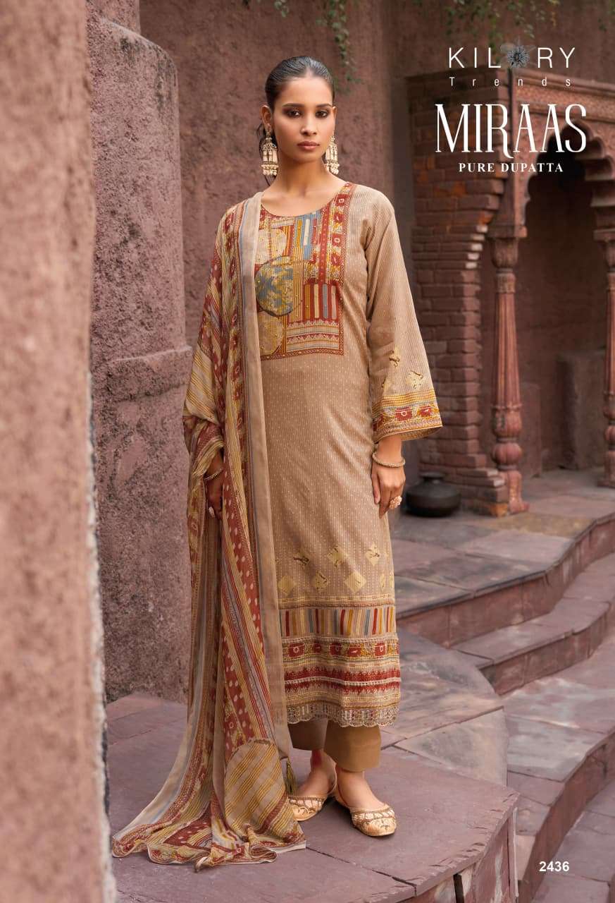 KILORY TRENDS MIRAAS LAWN COTTON DIGITAL PRINT WITH EMBROIDERY WORK SUIT