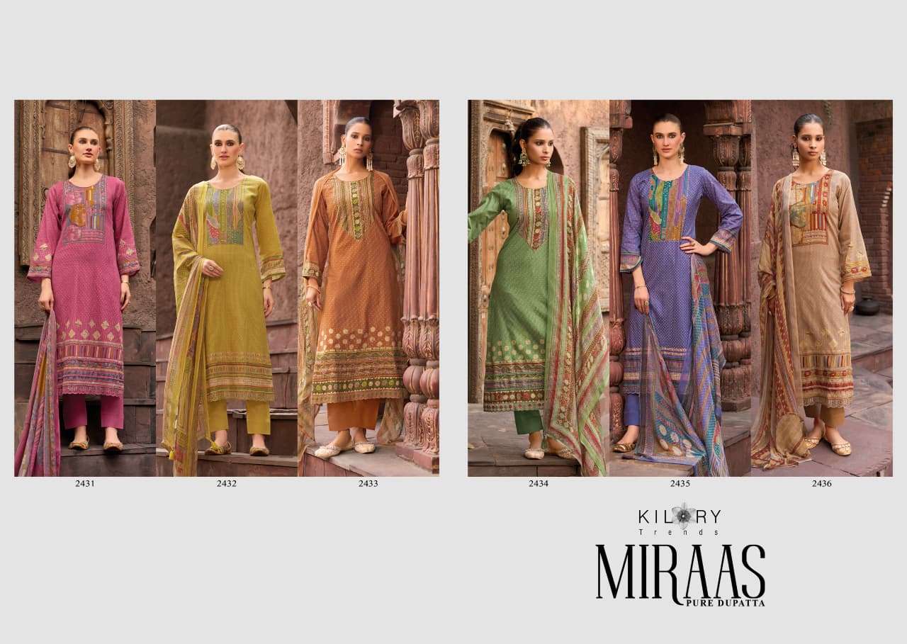 KILORY TRENDS MIRAAS LAWN COTTON DIGITAL PRINT WITH EMBROIDERY WORK SUIT