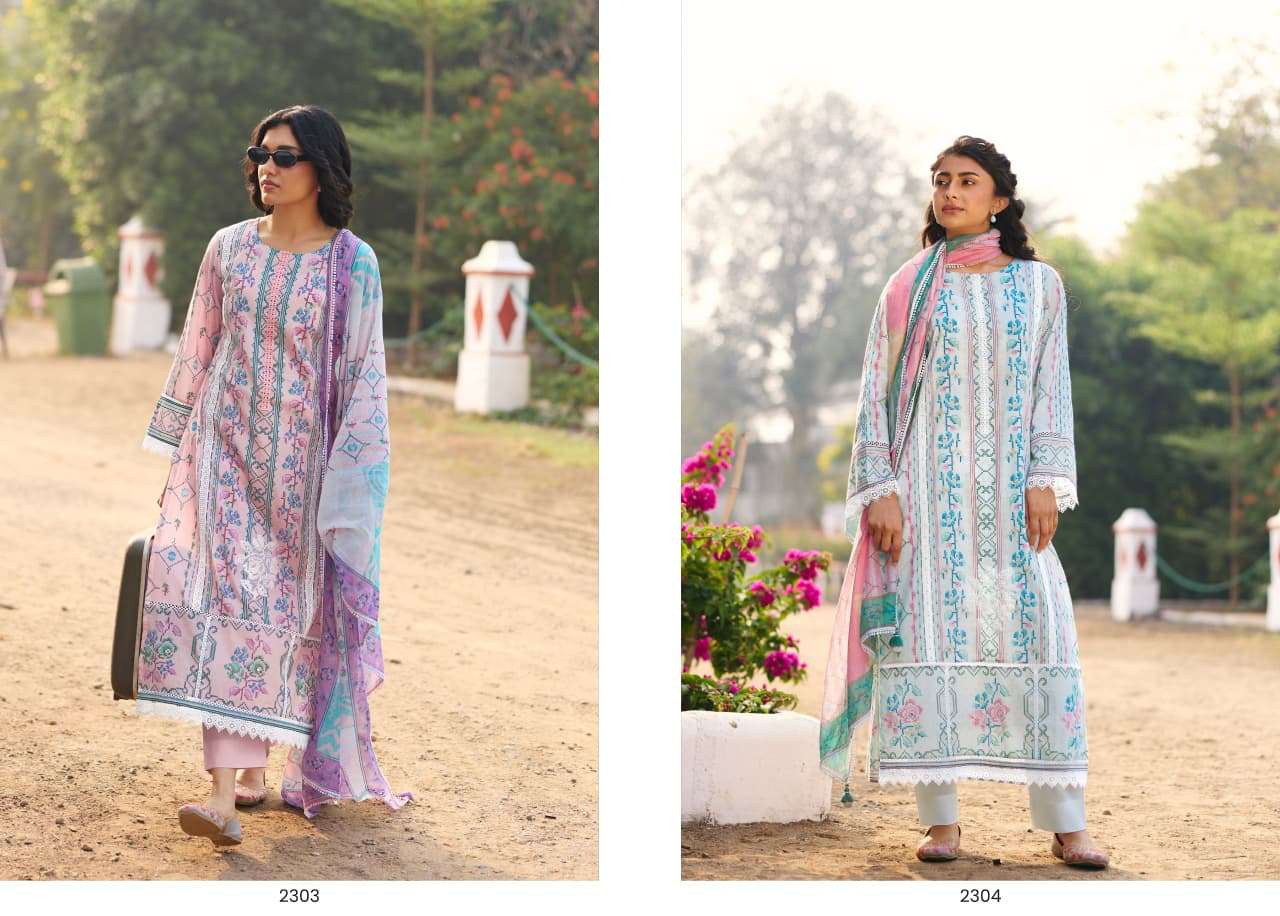 KIMORA DEHLEEZ LAWN COTTON DIGITAL PRINT WITH EMBROIDERY DESIGNER WORK SUIT