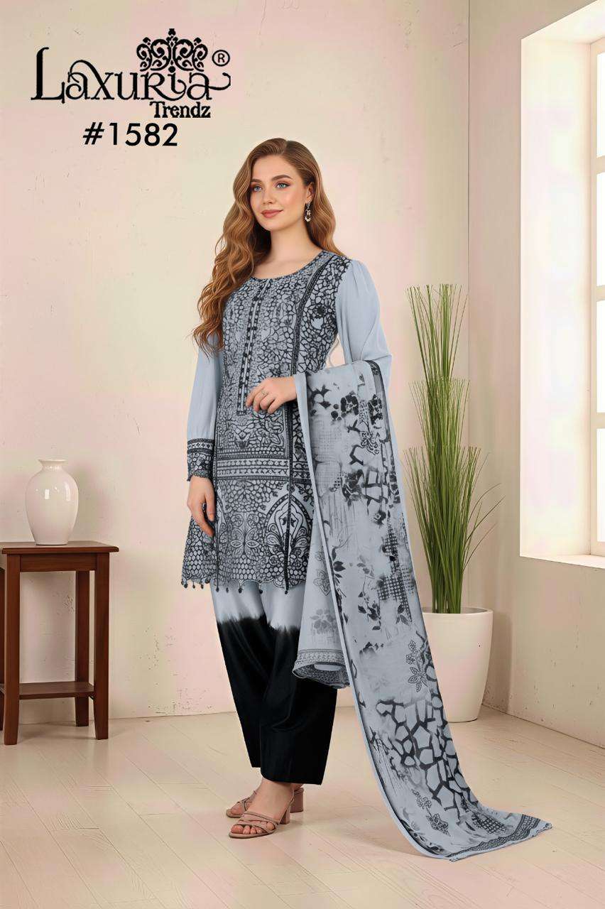 LAXURIA TRENDZ D NO 1582 GEORGETTE EMBROIDERY DESIGNER PAKISTANI SUIT