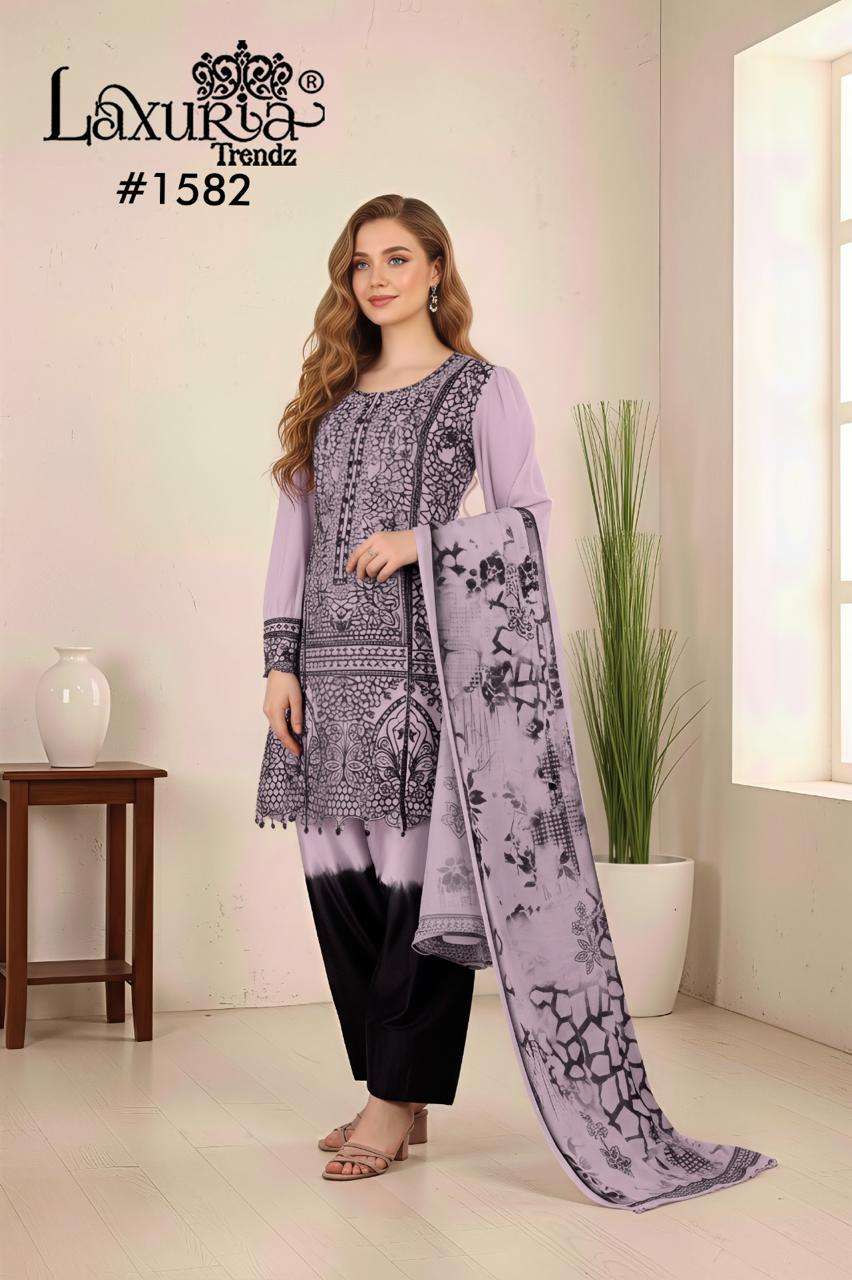 LAXURIA TRENDZ D NO 1582 GEORGETTE EMBROIDERY DESIGNER PAKISTANI SUIT