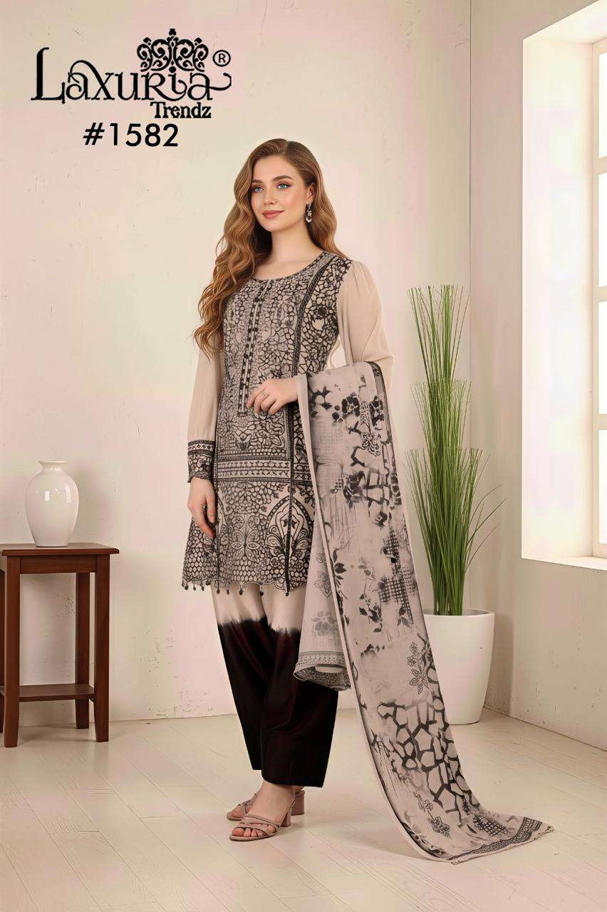 LAXURIA TRENDZ D NO 1582 GEORGETTE EMBROIDERY DESIGNER PAKISTANI SUIT