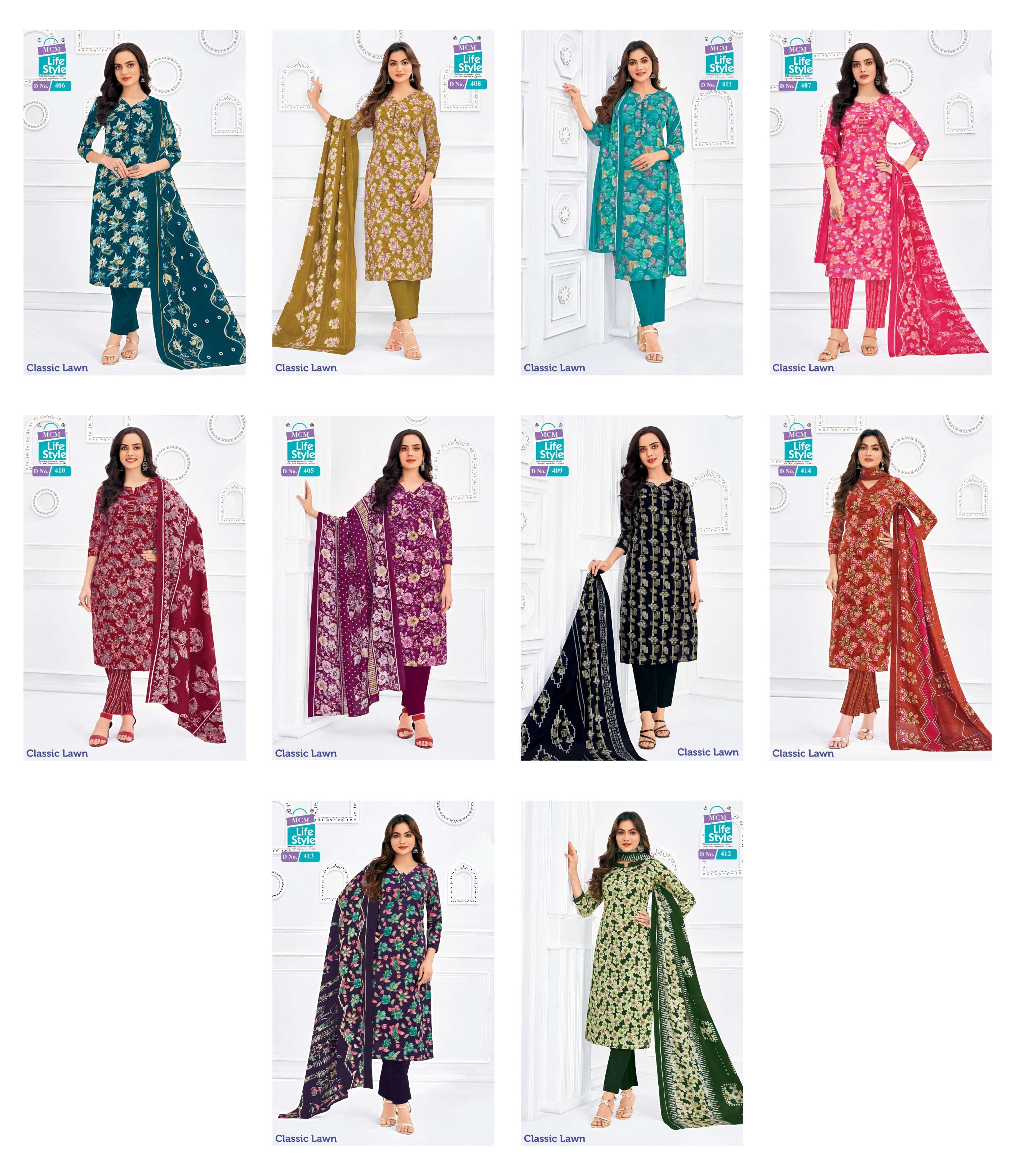 MCM LIFESTYLE CLASSIC LAWN VOL 4 LAWN COTTON PRINTED LADIES SUIT
