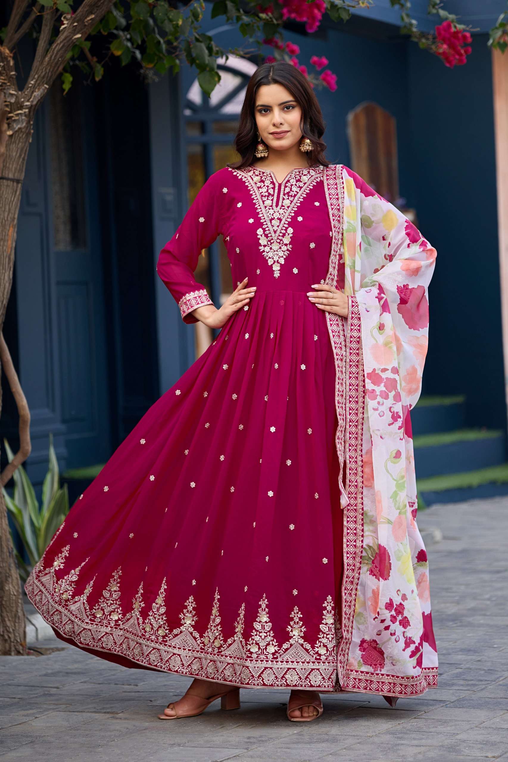 MF DF 5 & 6 GEORGETTE DESIGNER PARTY WEAR GOWN WITH DUPATTA SET 