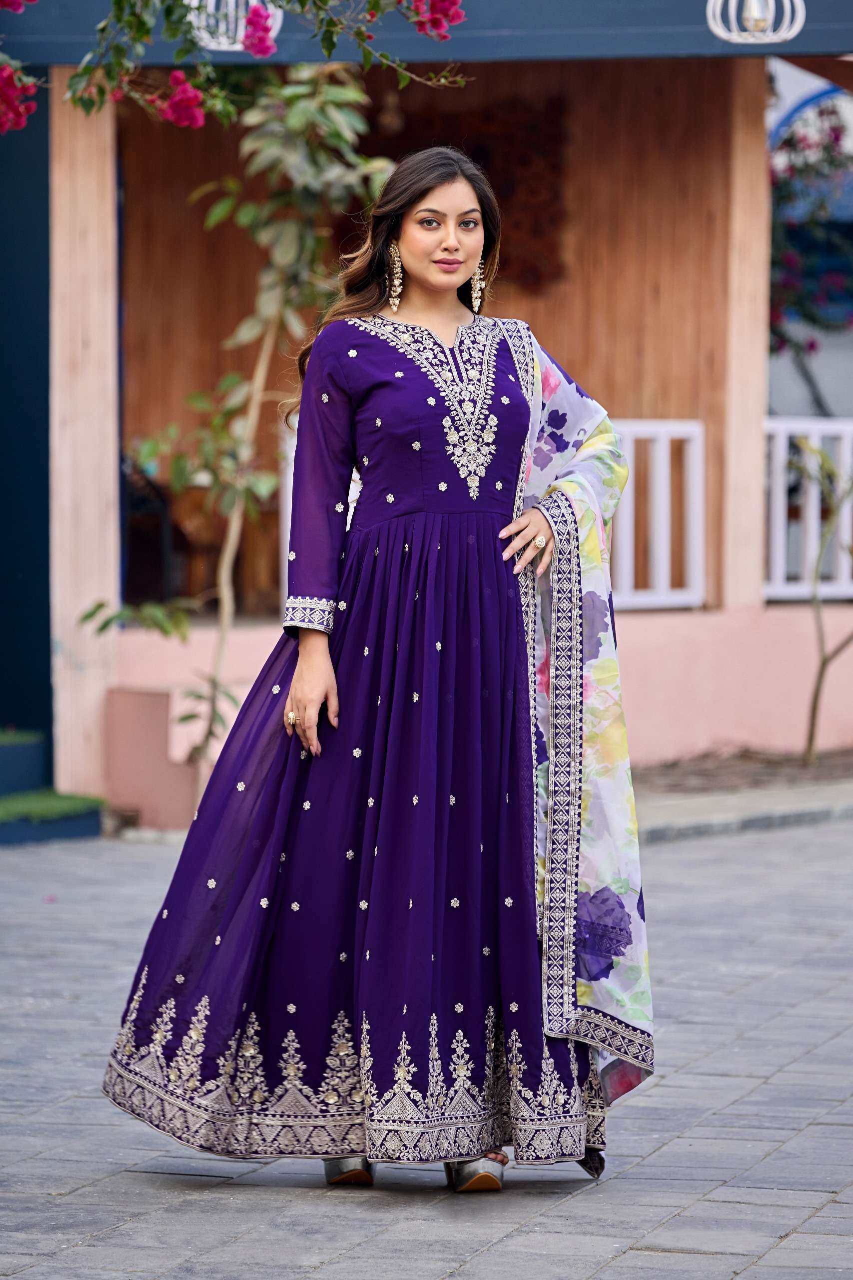 MF DF 5 & 6 GEORGETTE DESIGNER PARTY WEAR GOWN WITH DUPATTA SET 