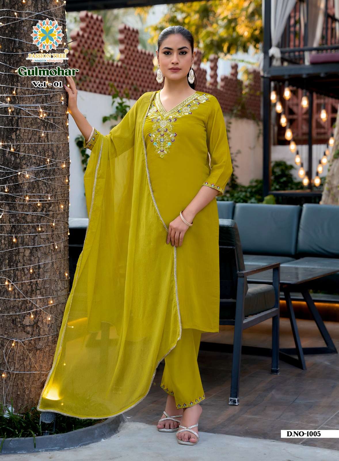 PASSION TREE GULMOHAR VOL 1 STRAIGHT TOP WITH PANT & DUPATTA SET