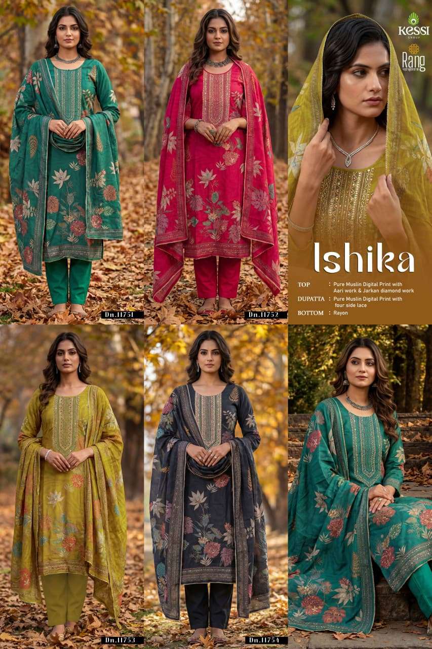 RANG ISHIKA MUSLIN DIGITAL PRINT WITH DESIGNER WORK SUIT  