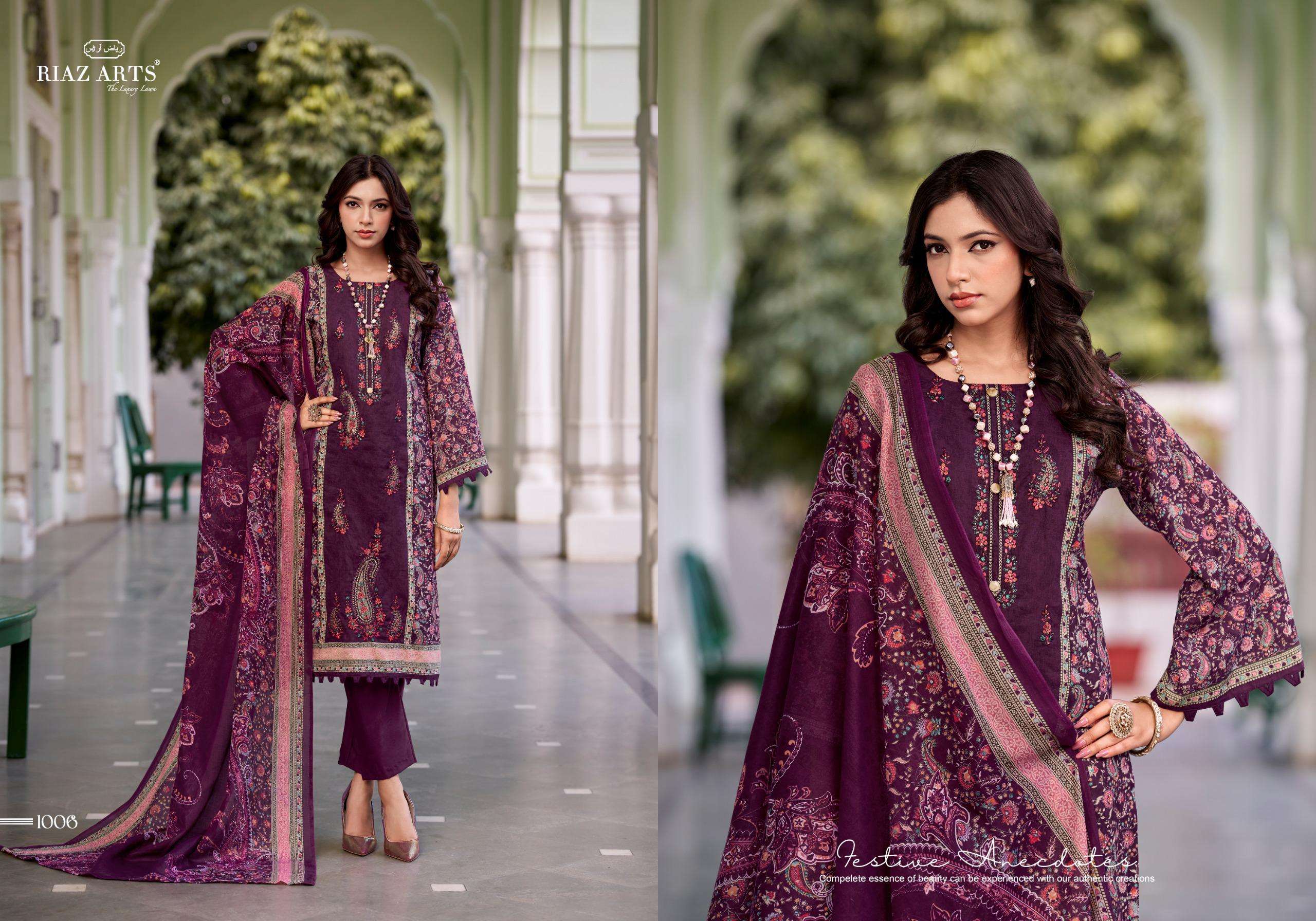 RIAZ ARTS FARMAISH LAWN COTTON DIGITAL PRINT WITH FANCY EMBROIDERY WORK SUIT