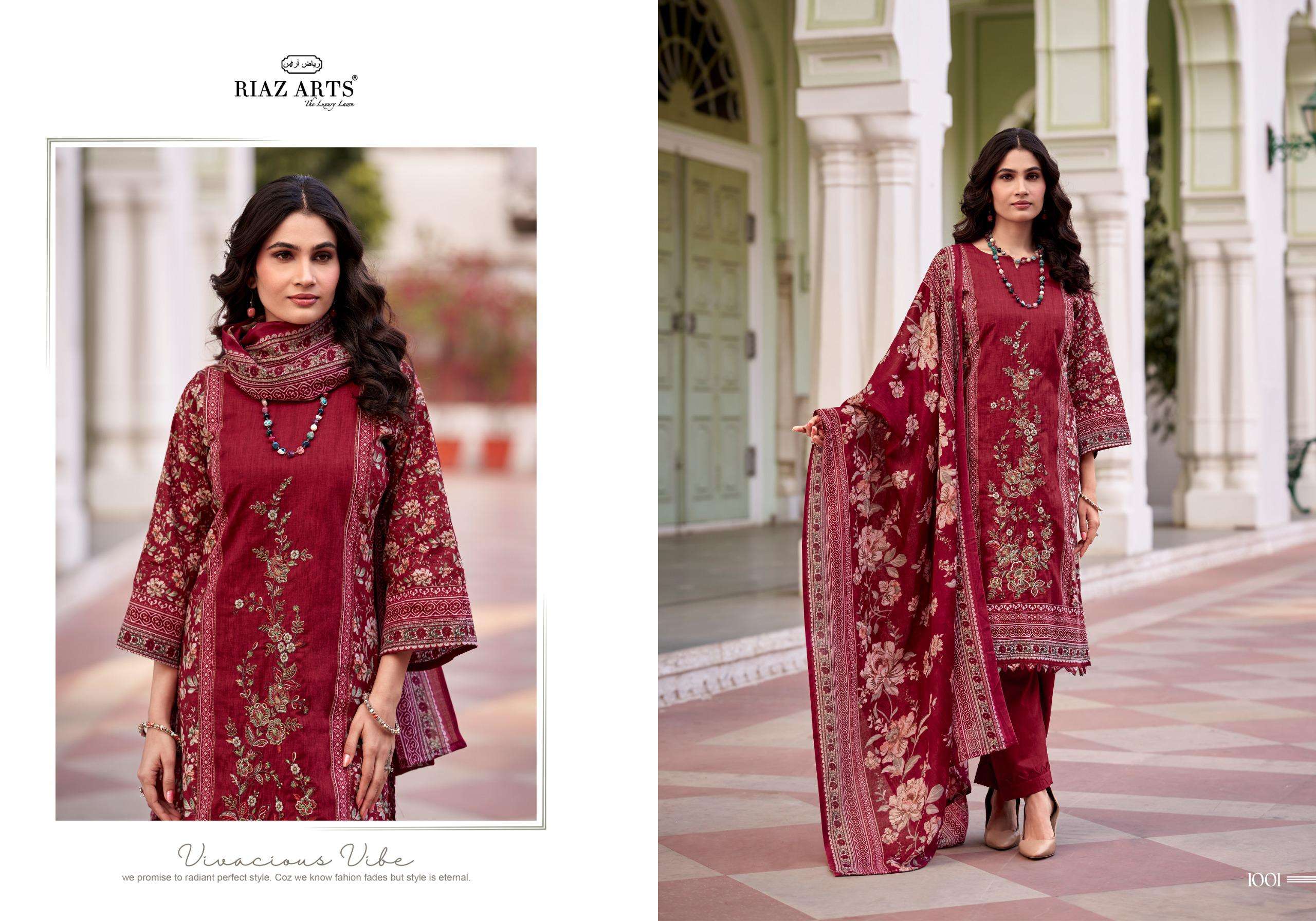 RIAZ ARTS FARMAISH LAWN COTTON DIGITAL PRINT WITH FANCY EMBROIDERY WORK SUIT