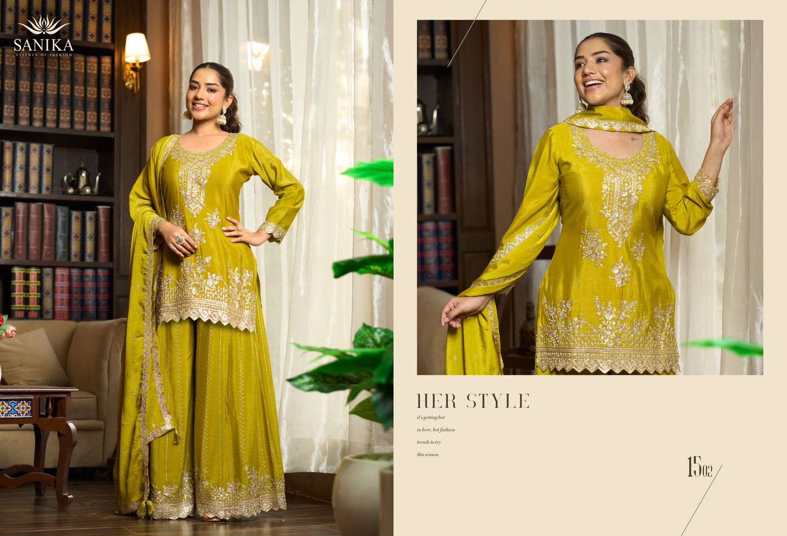 SANIKA FASHION YAARI SILK HEAVY EMBROIDERD DESIGNER WEDDING WEAR LADIES SUIT