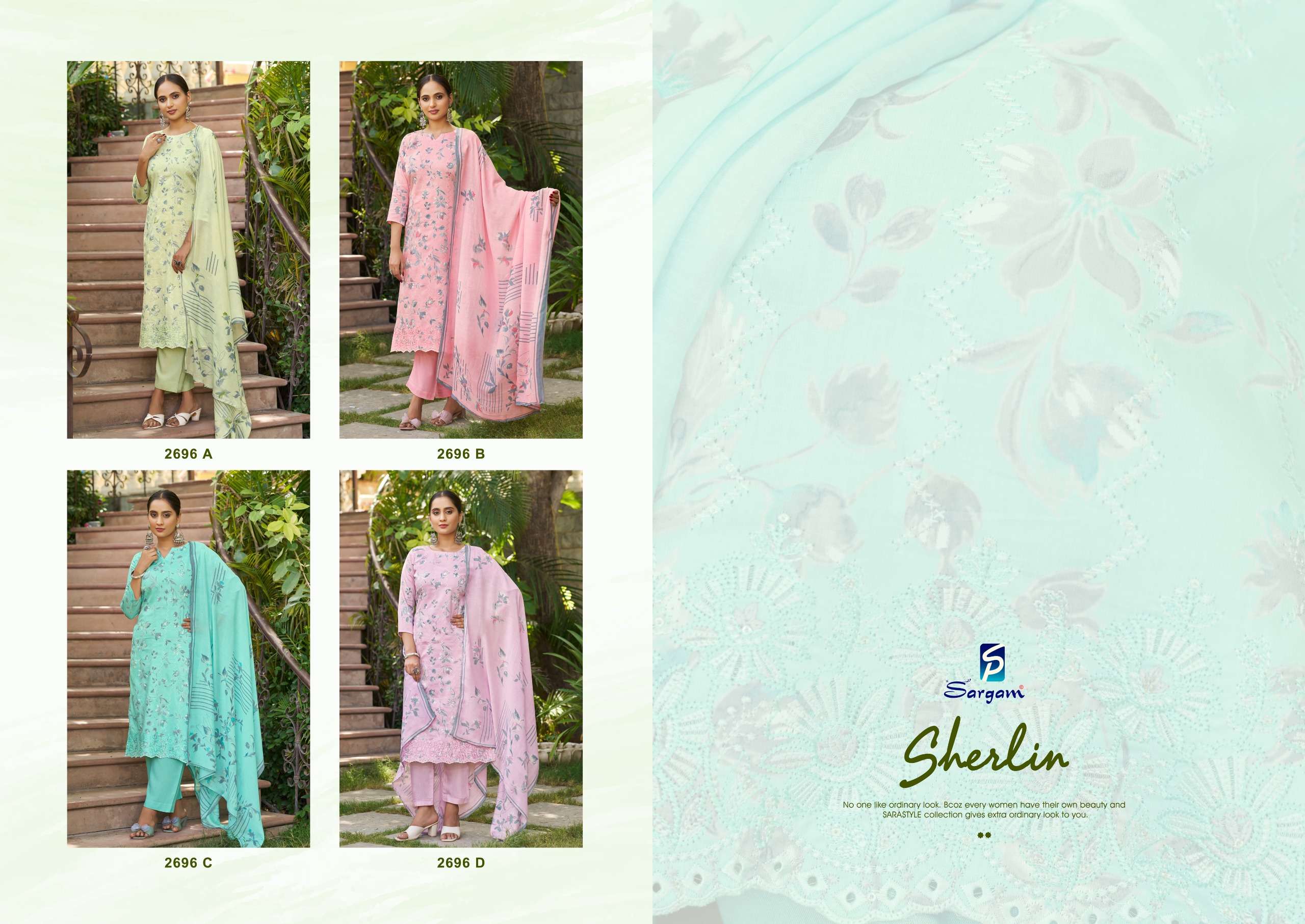 SARGAM PRINTS SHERLIN JAM COTTON DIGITAL PRINT WITH FANCY EMBROIDERY WORK SUIT