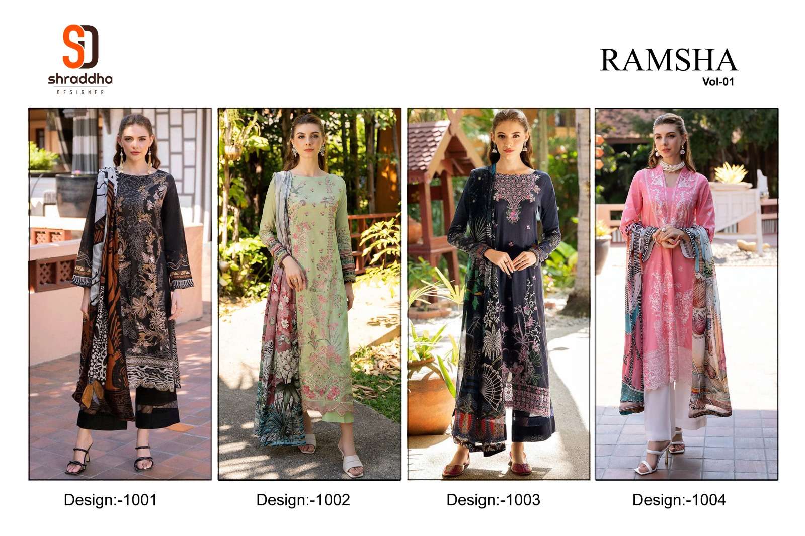 SHRADDHA DESIGNER RAMSHA VOL 1 COTTON EMBROIDERED DESIGNER PAKISTANI SUIT