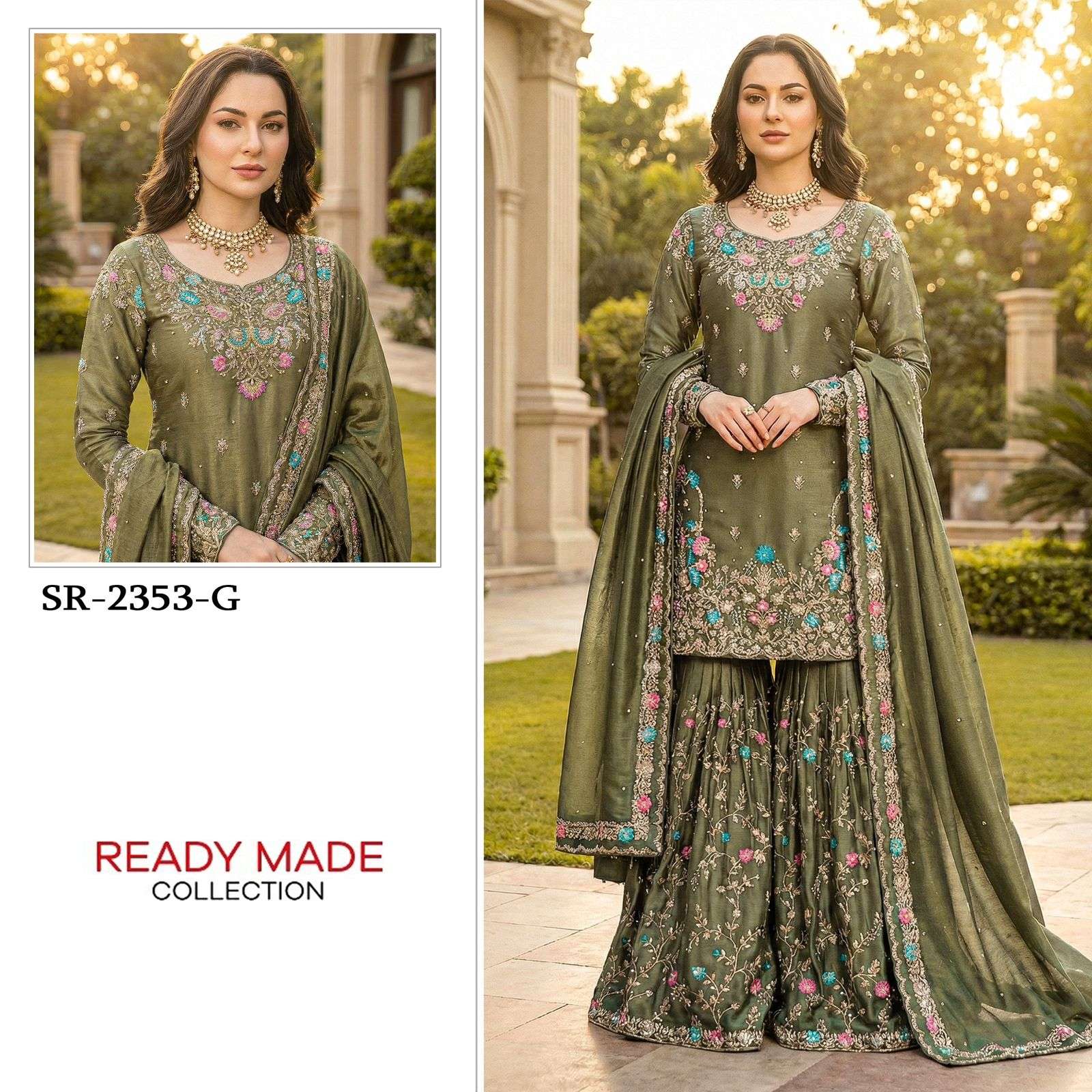 SHREE FABS SR 2353 EFGH JIMMY SILK DESIGNER HEAVY SHARARA SUIT