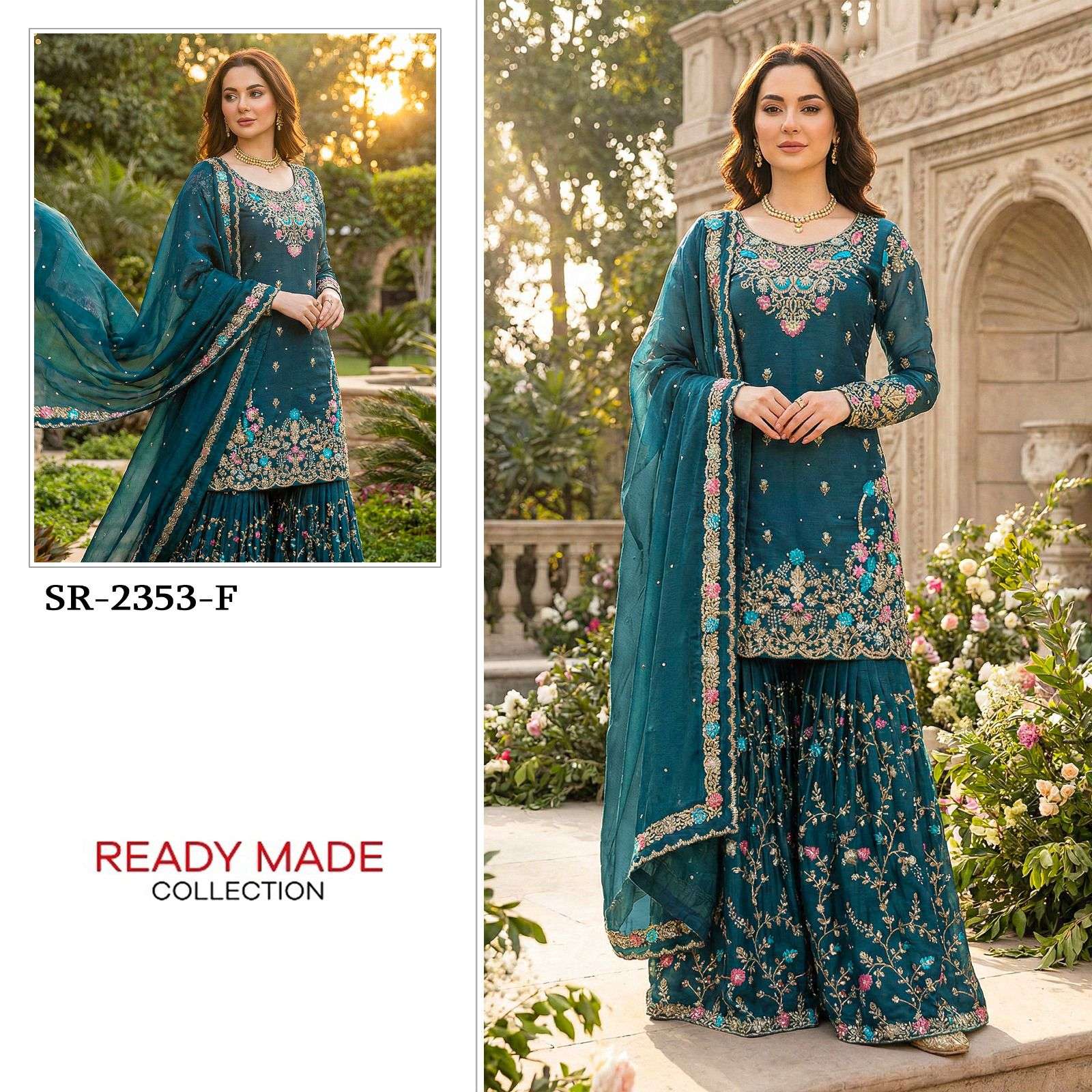 SHREE FABS SR 2353 EFGH JIMMY SILK DESIGNER HEAVY SHARARA SUIT
