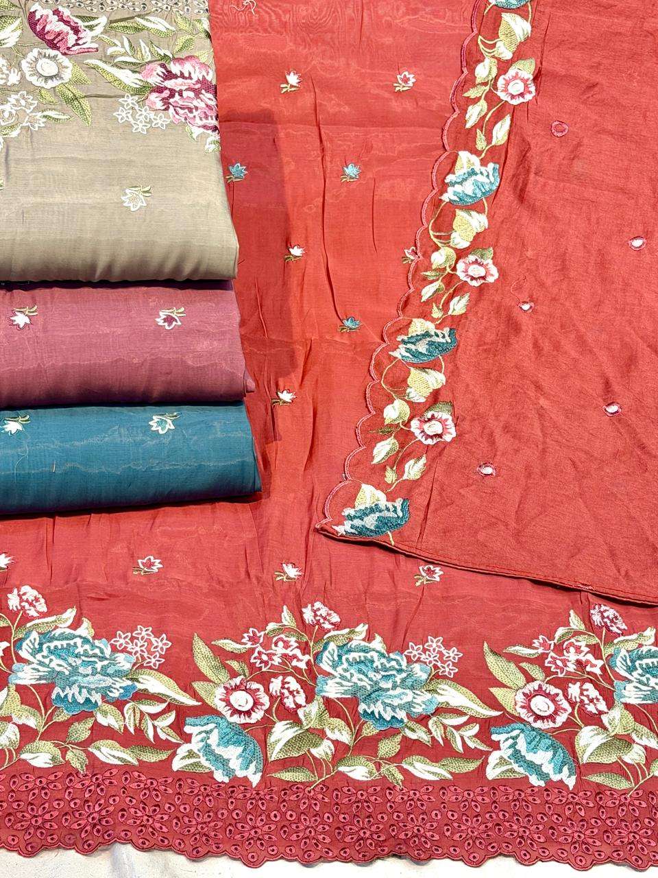 SIARA NON CATALOG VOL 20 CHANDERI FABRIC FANCY DESIGNER WORK SUITS 