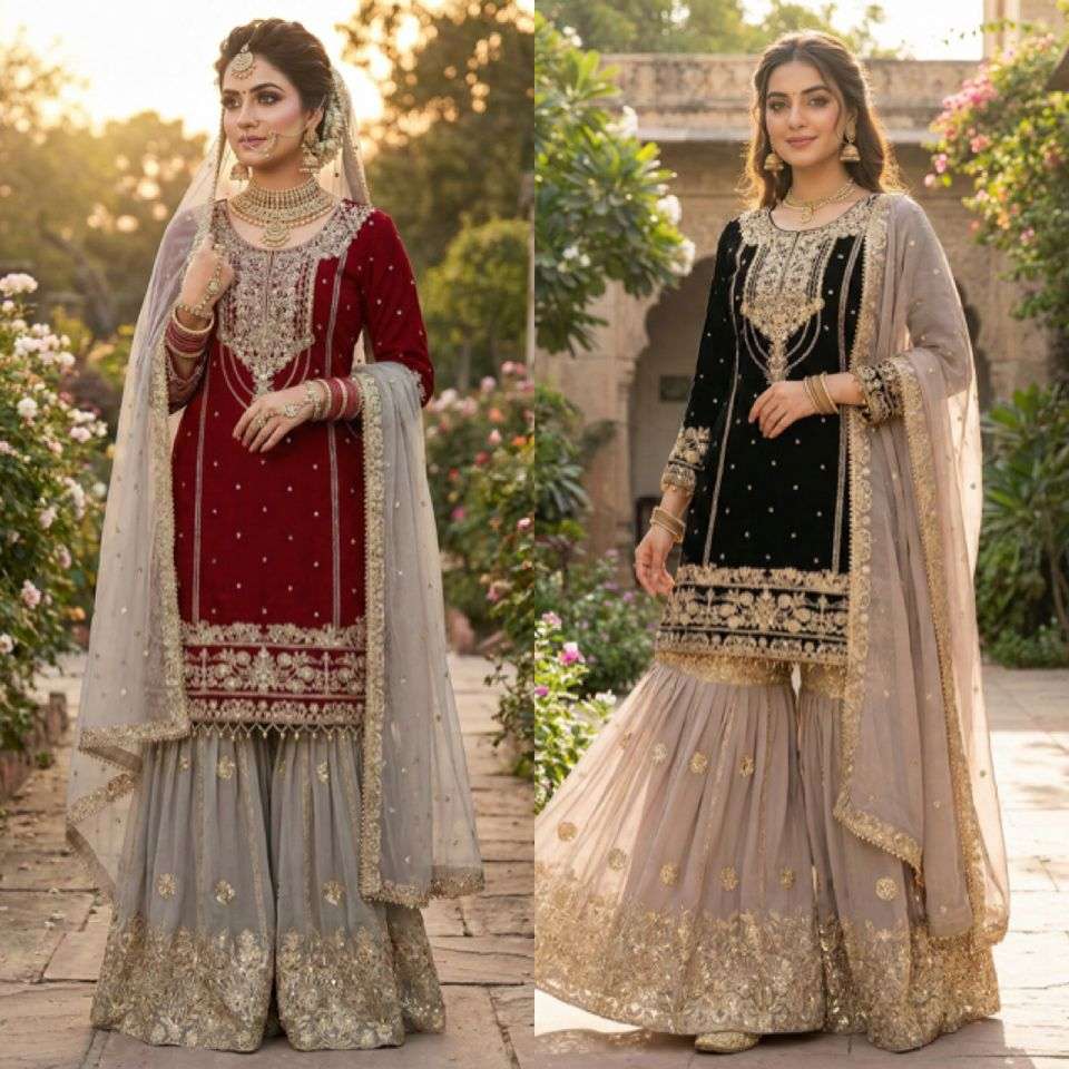 SR 1706 GEORGETTE EMBROIDERY DESIGNER WORK FESTIVE WEAR LADIES SUIT