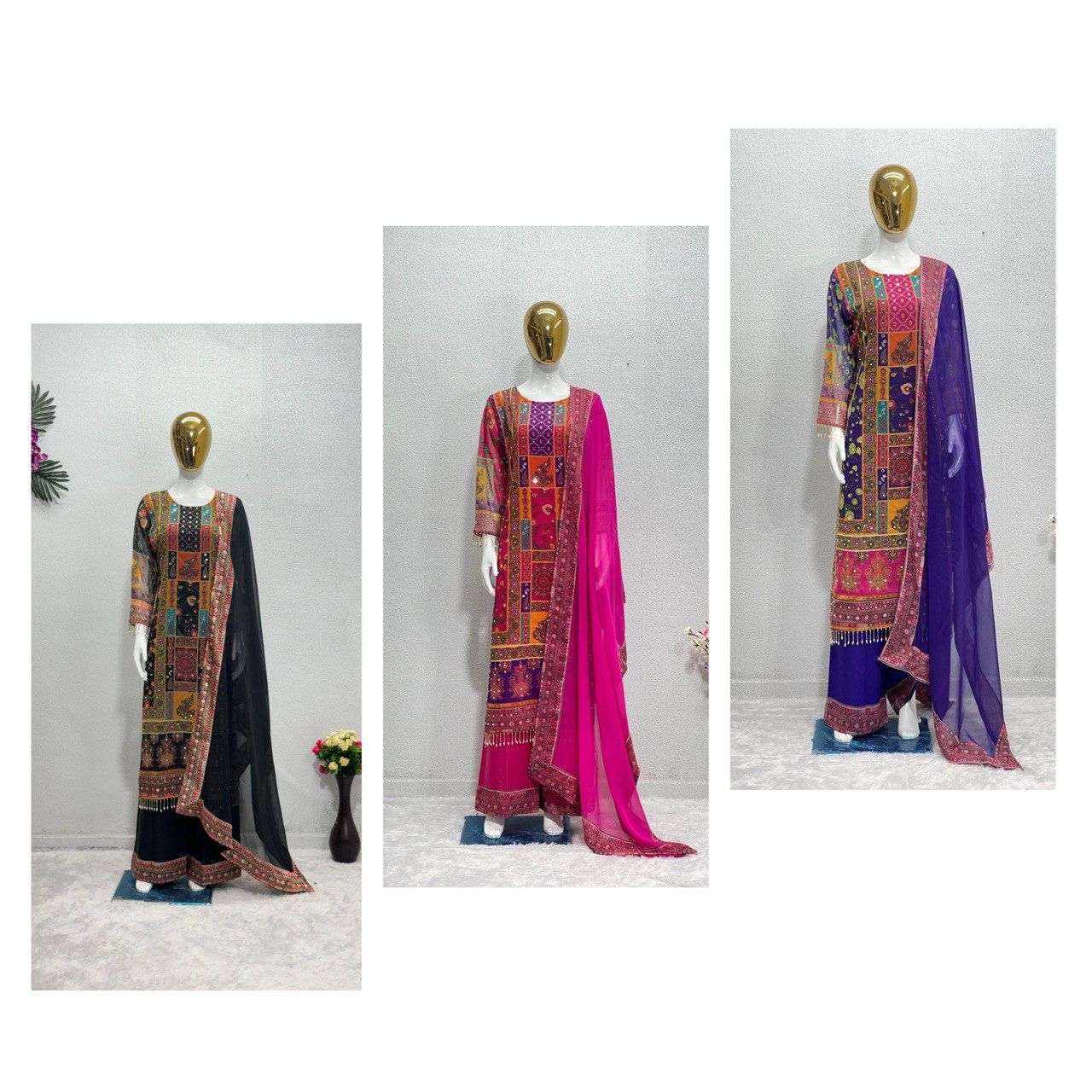 ST 113 GEORGETTE DIGITAL PRINT WITH DESIGNER WORK READY MADE LADIES SUIT