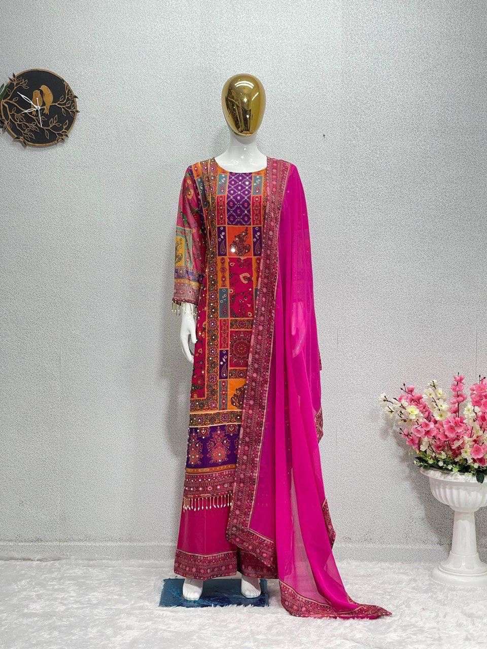 ST 113 GEORGETTE DIGITAL PRINT WITH DESIGNER WORK READY MADE LADIES SUIT