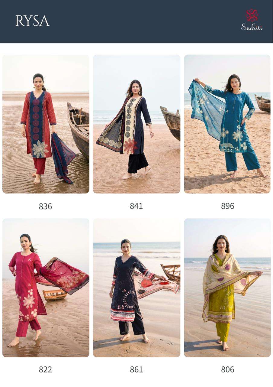 SUDRITI RYSA LAWN COTTON DIGITAL PRINTS WITH DESIGNER WORK SUITS 