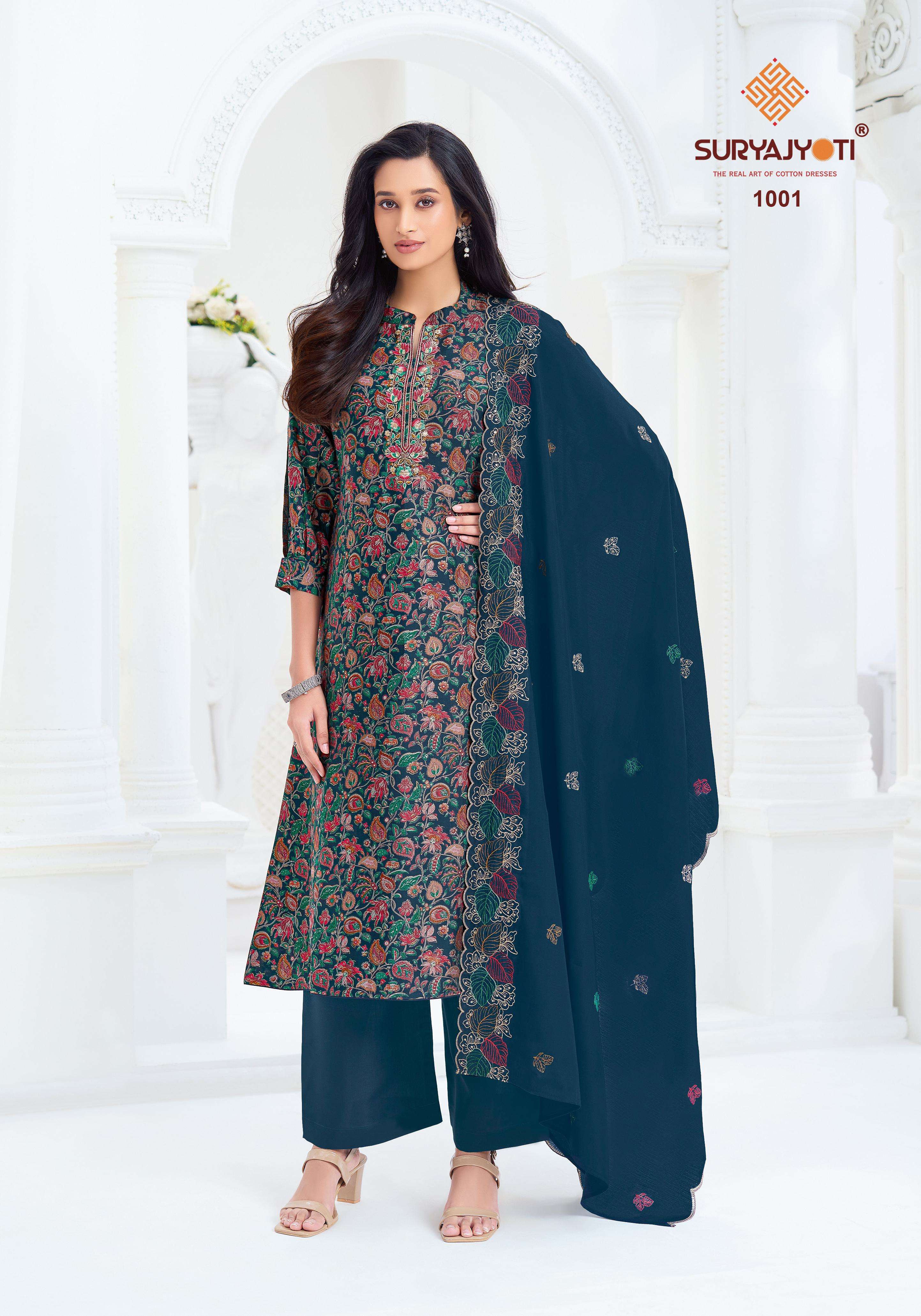  SURYAJYOTI PAVITRA VOL 1 MODAL SILK PRINT WITH FANCY EMBROIDERY WORK SUIT