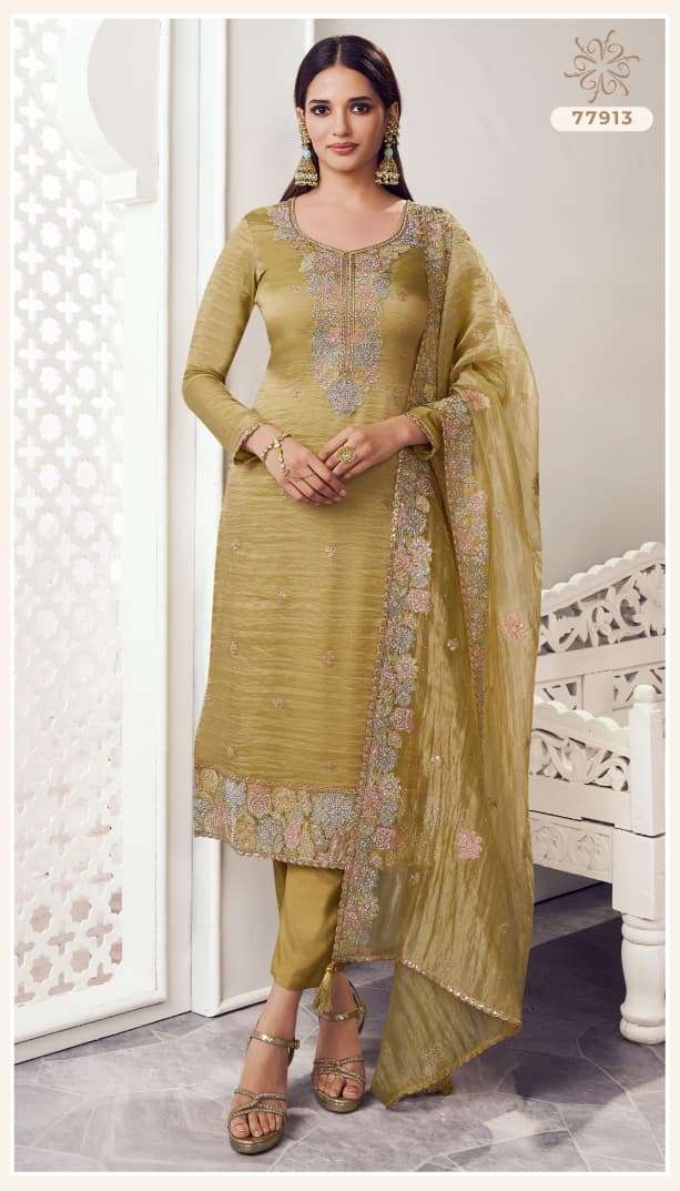 VINAY FASHION KULEESH POSHAK SILK WITH EMBROIDERY WORK FESTIVE WEAR LADIES SUIT