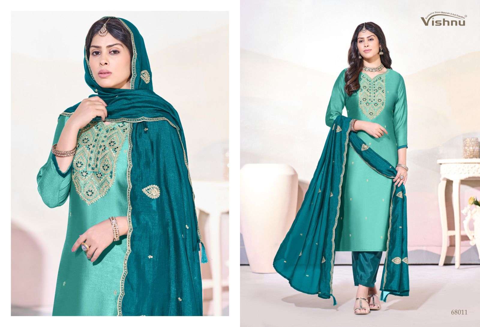 VISHNU IMPEX ARUNIKA SILK FANCY EMBROIDERY WORK LADIES SALWAR SUIT