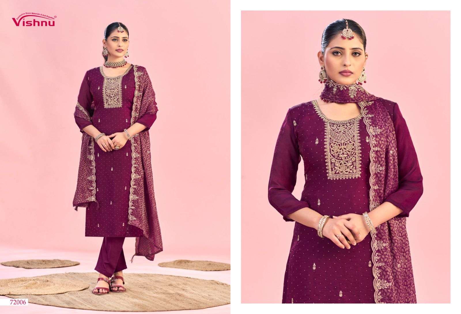 VISHNU IMPEX HANIYA MOSS FABRIC EMBROIDERY DESIGNER WORK LADIES SUIT