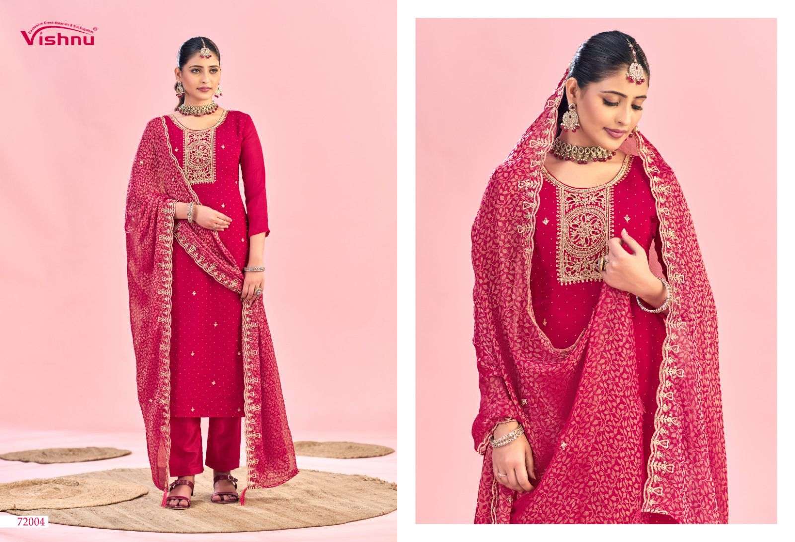 VISHNU IMPEX HANIYA MOSS FABRIC EMBROIDERY DESIGNER WORK LADIES SUIT