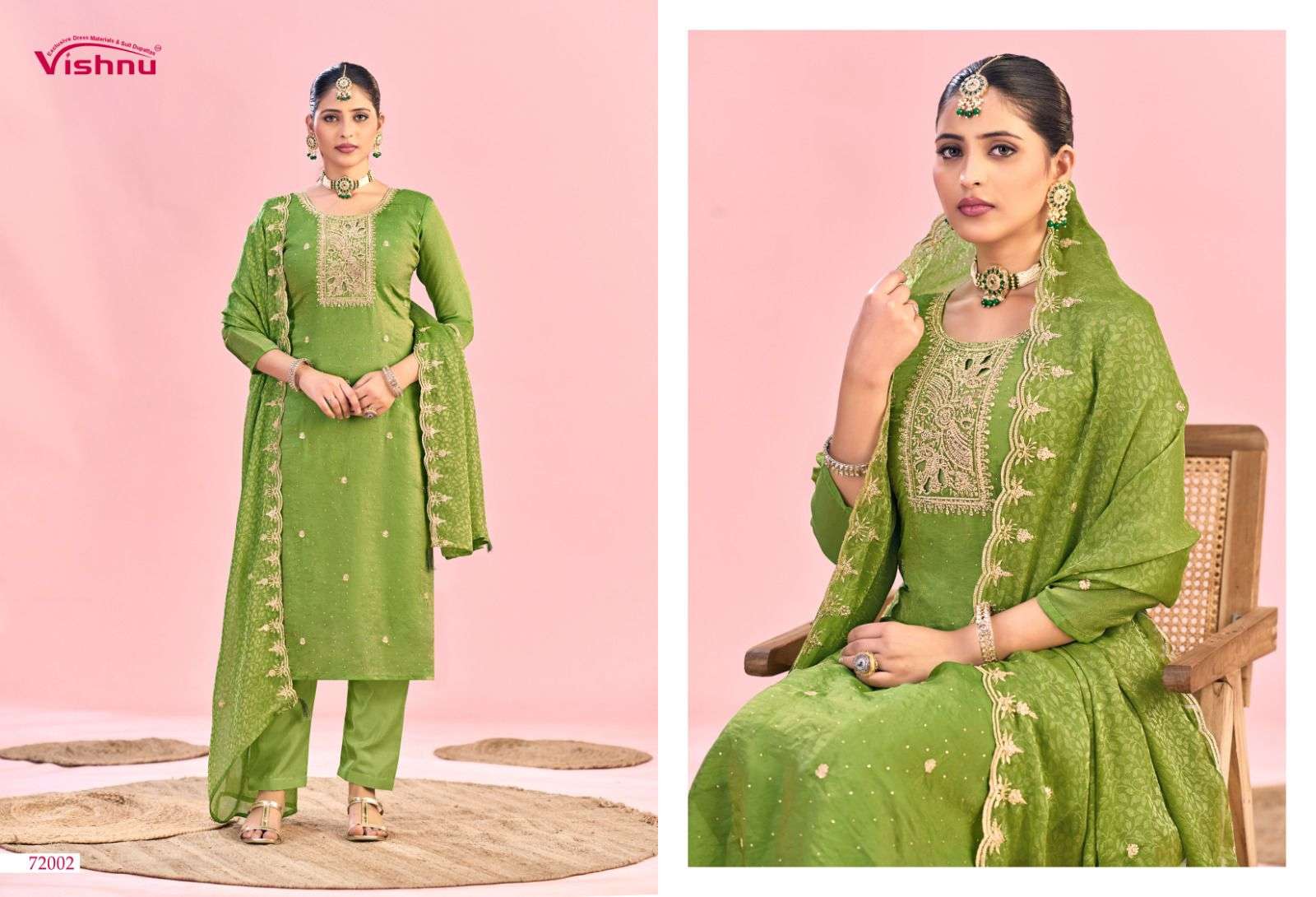VISHNU IMPEX HANIYA MOSS FABRIC EMBROIDERY DESIGNER WORK LADIES SUIT
