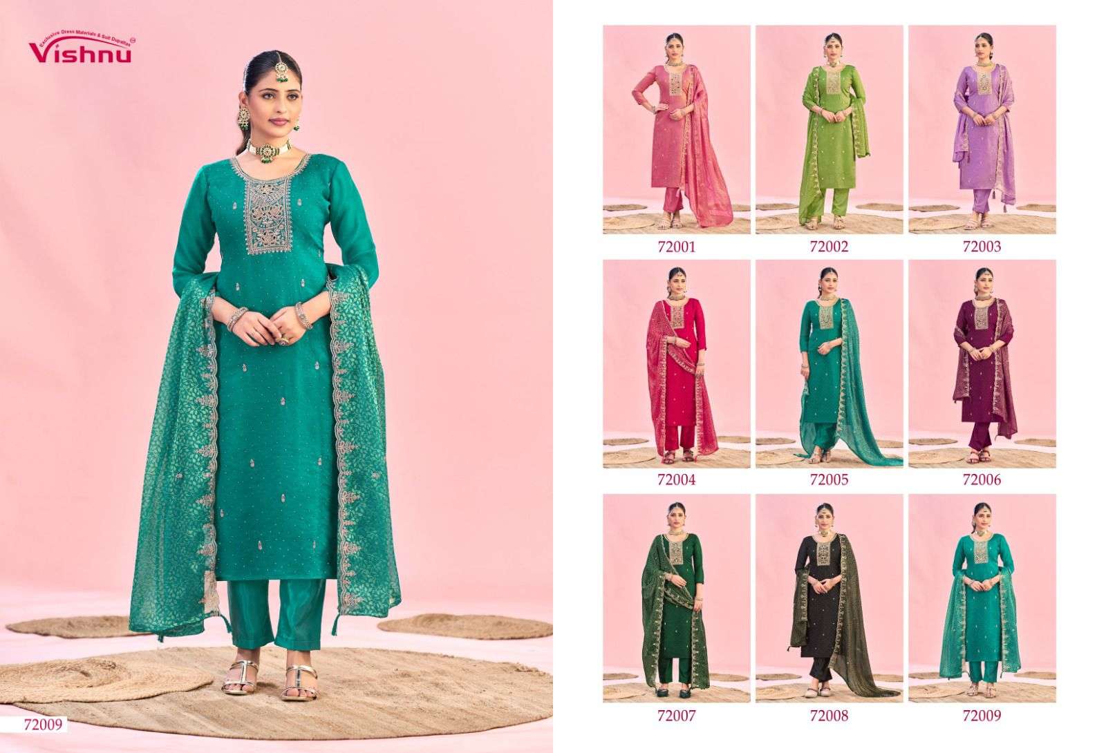 VISHNU IMPEX HANIYA MOSS FABRIC EMBROIDERY DESIGNER WORK LADIES SUIT