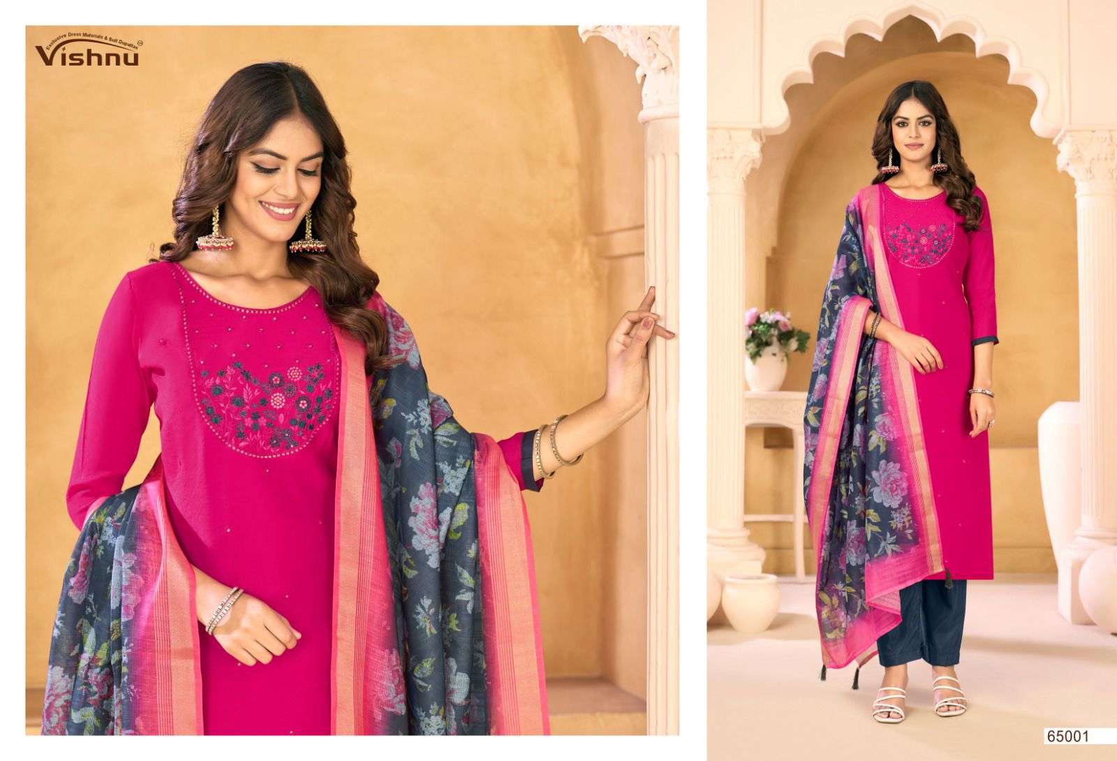 VISHNU IMPEX SAMRASTHA CHANDERI SILK FANCY WORKS LADIES SALWAR SUIT