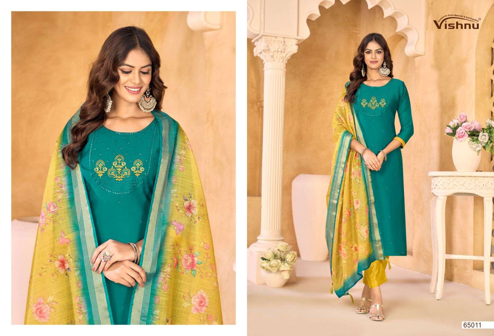 VISHNU IMPEX SAMRASTHA CHANDERI SILK FANCY WORKS LADIES SALWAR SUIT