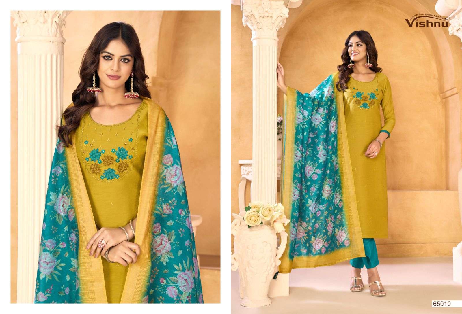 VISHNU IMPEX SAMRASTHA CHANDERI SILK FANCY WORKS LADIES SALWAR SUIT